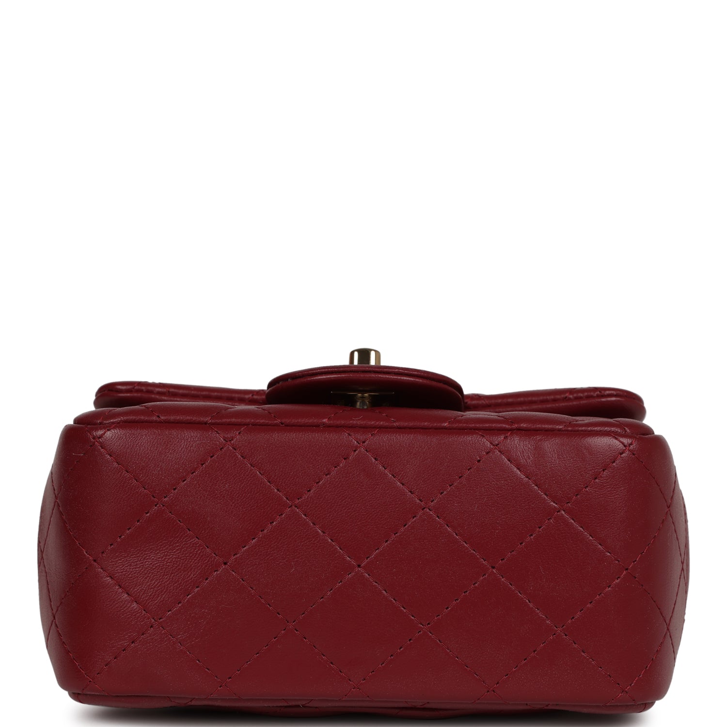 Pre-owned Chanel Mini Classic Square Flap Burgundy Lambskin Gold Hardware