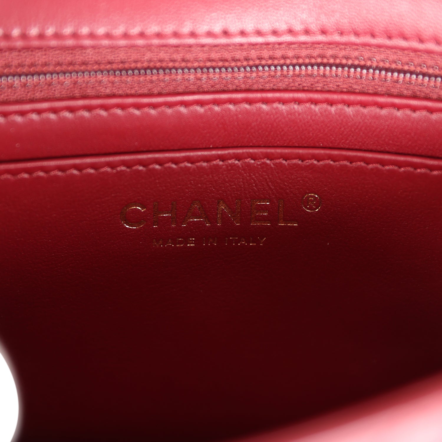 Pre-owned Chanel Mini Classic Square Flap Burgundy Lambskin Gold Hardware