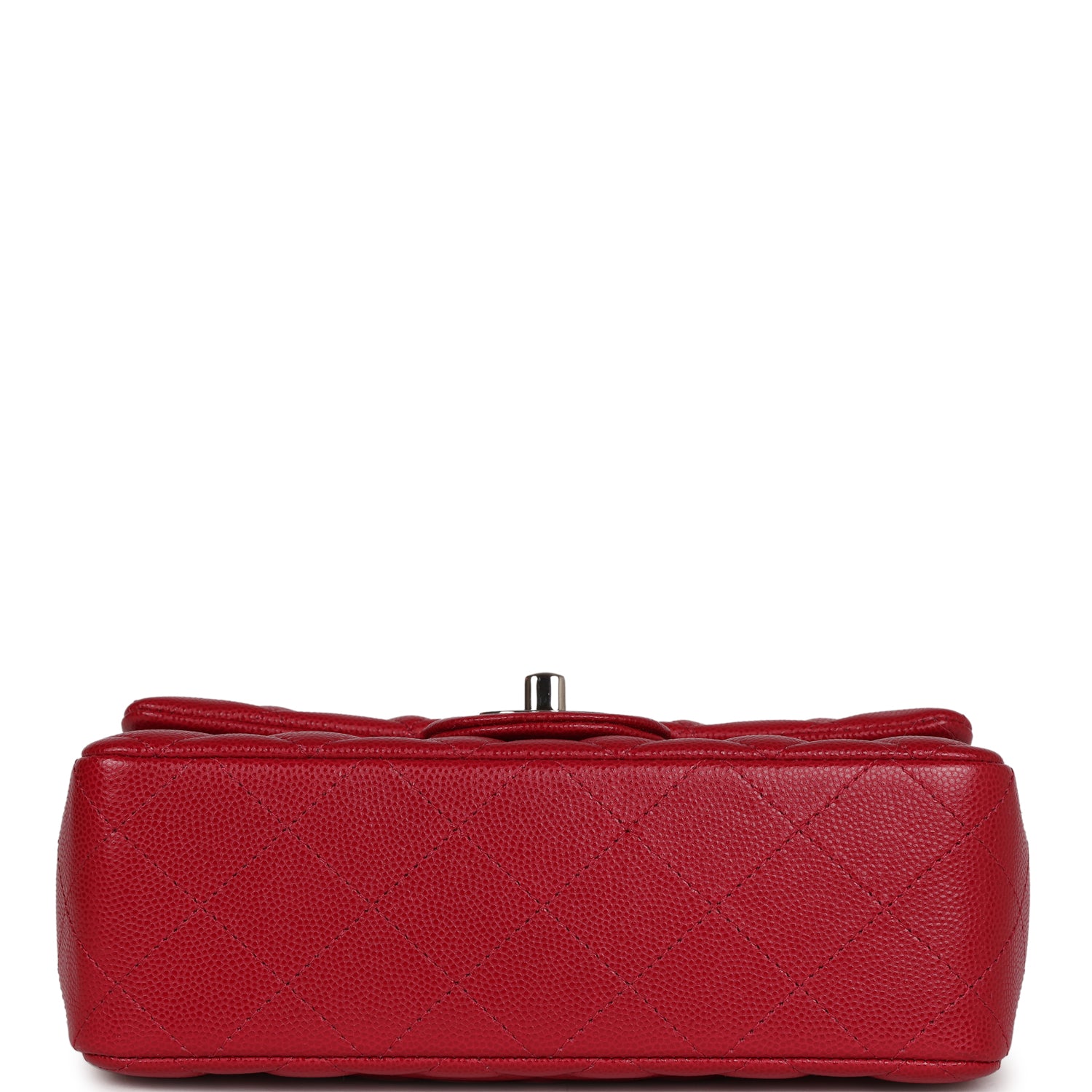 Chanel Mini Rectangular Flap Bag Red Caviar Silver Hardware