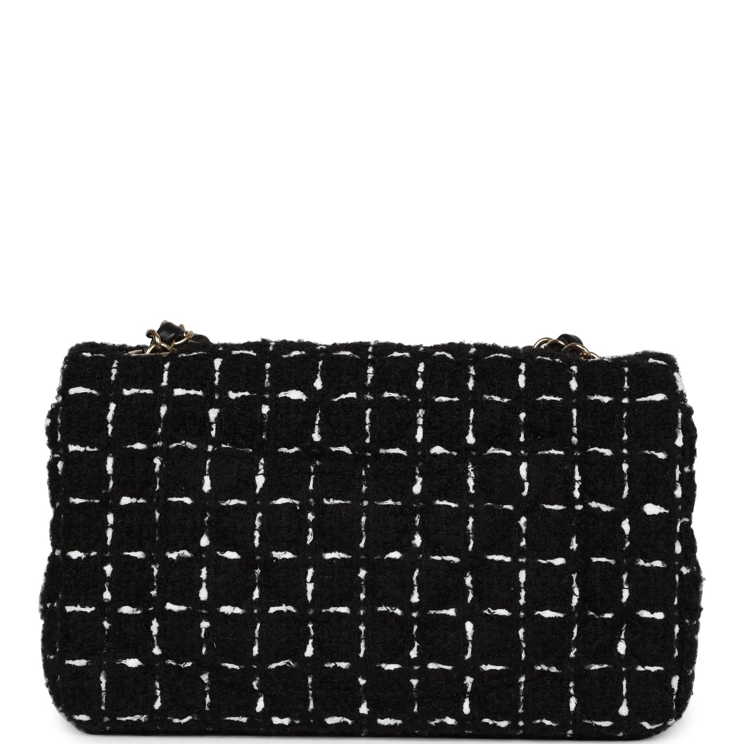 Chanel Mini Classic Rectangular Flap Black and White Tweed Gold Hardware