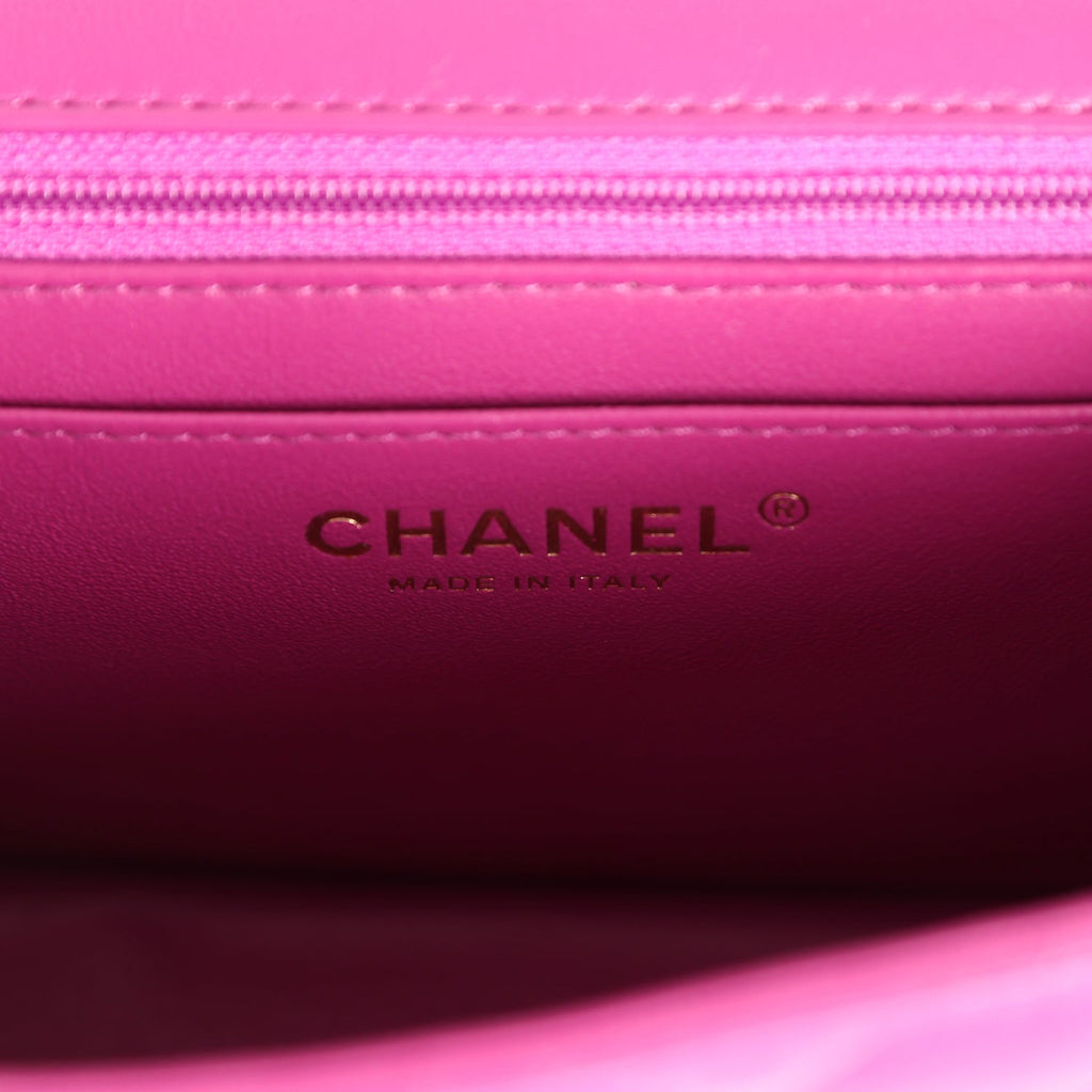 Chanel Mini Square Flap Bag Purple Lambskin Gold Hardware