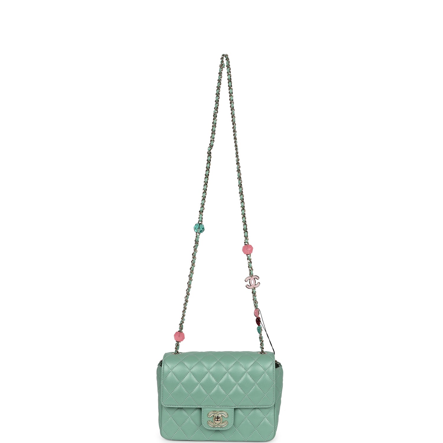 Chanel Candy Heart Mini Flap Bag Turquoise Lambskin Enamel and Light Gold Hardware