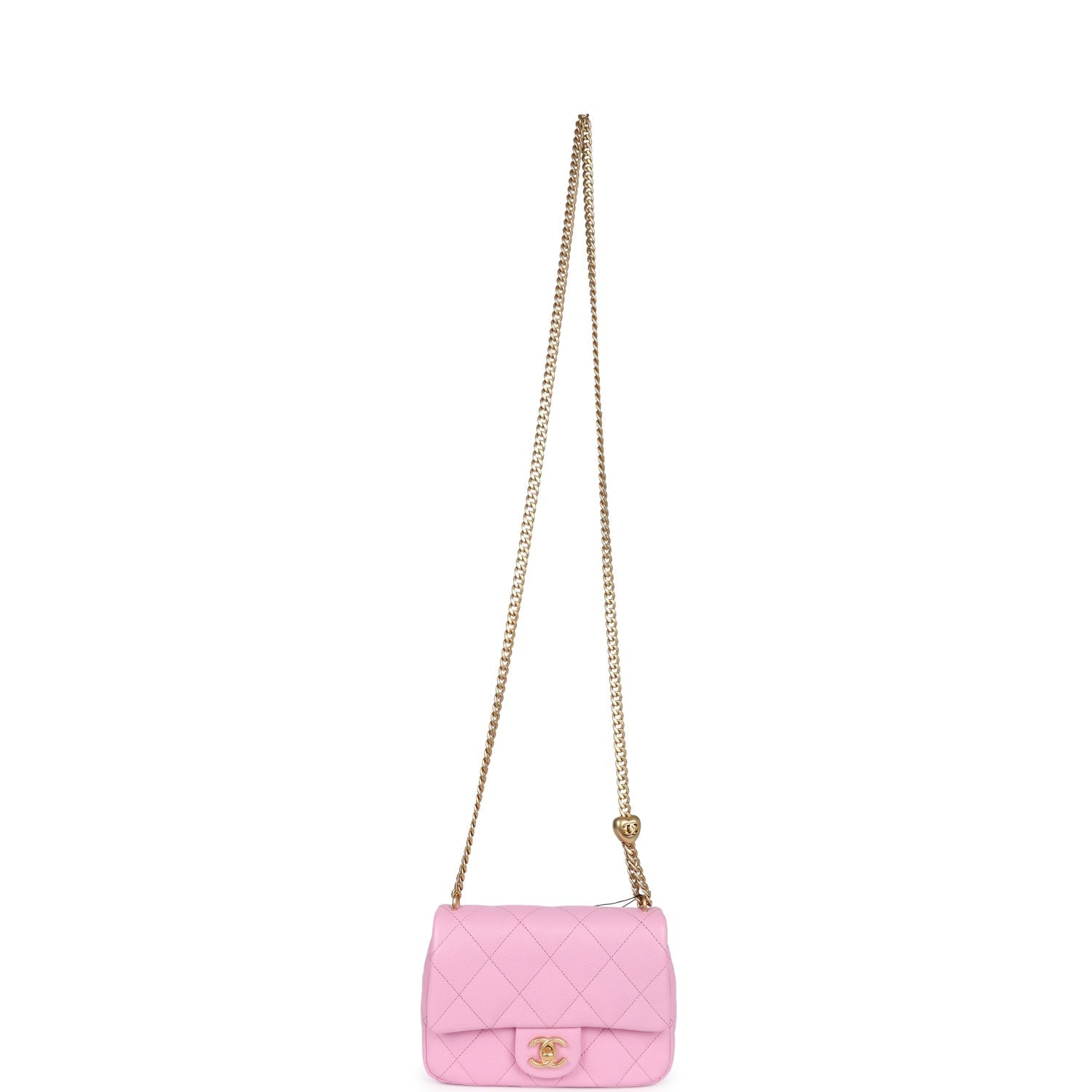 Chanel Mini Sweetheart Crush Square Flap Bag Pink Caviar Aged Gold Hardware