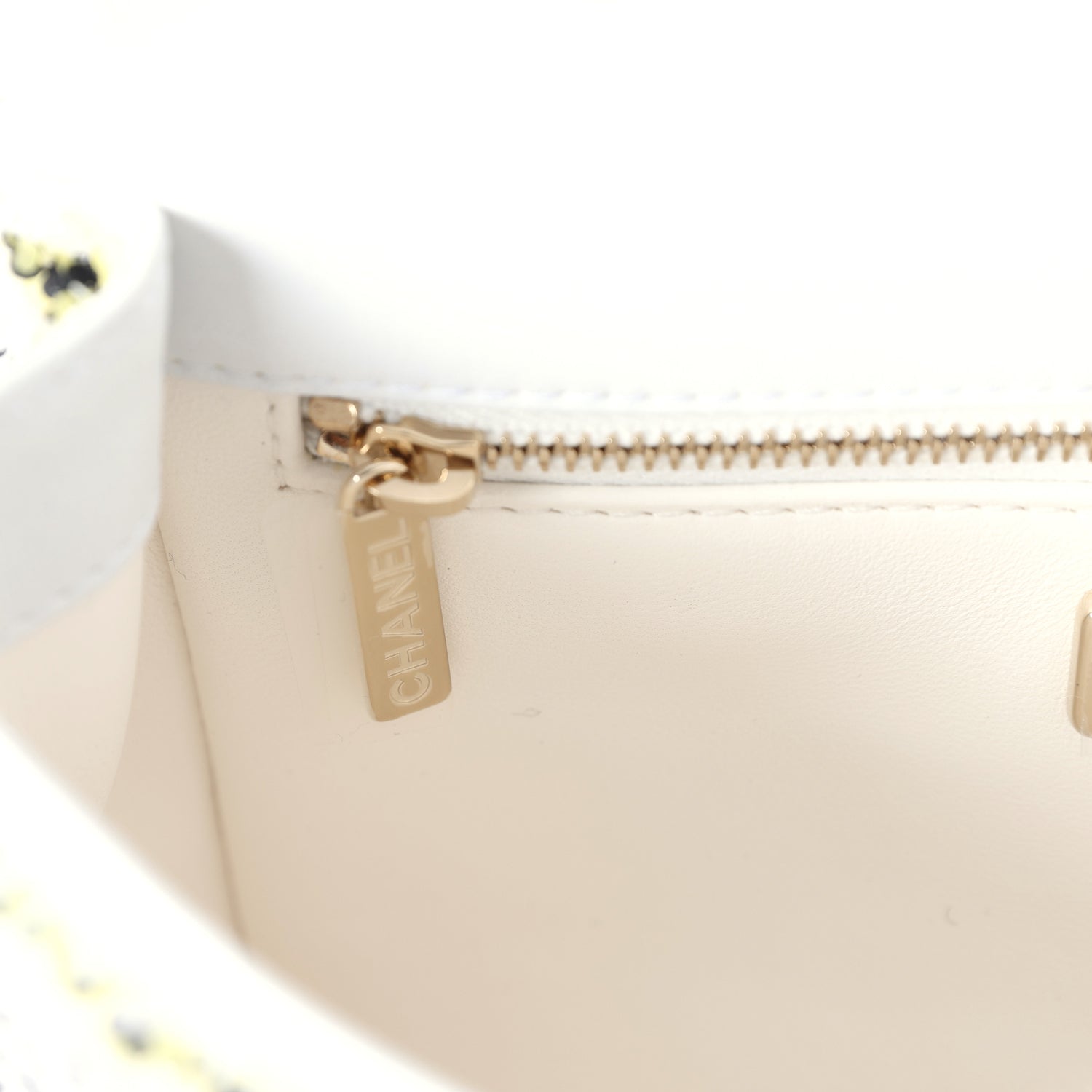 Chanel Mini Rectangular Flap White Multicolor Sequin Light Gold Hardware