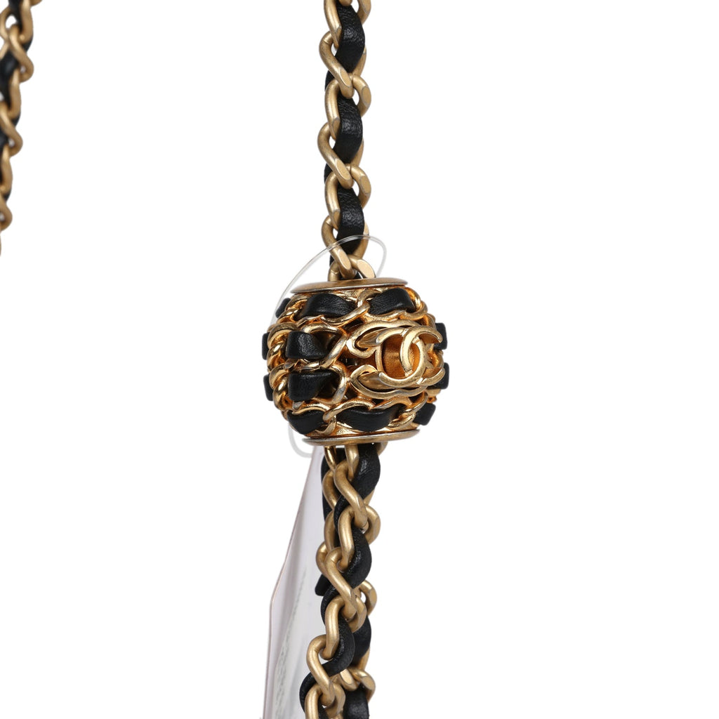 Chanel Mini Square Pearl Crush Flap Bag Black Lambskin Antique Gold Hardware