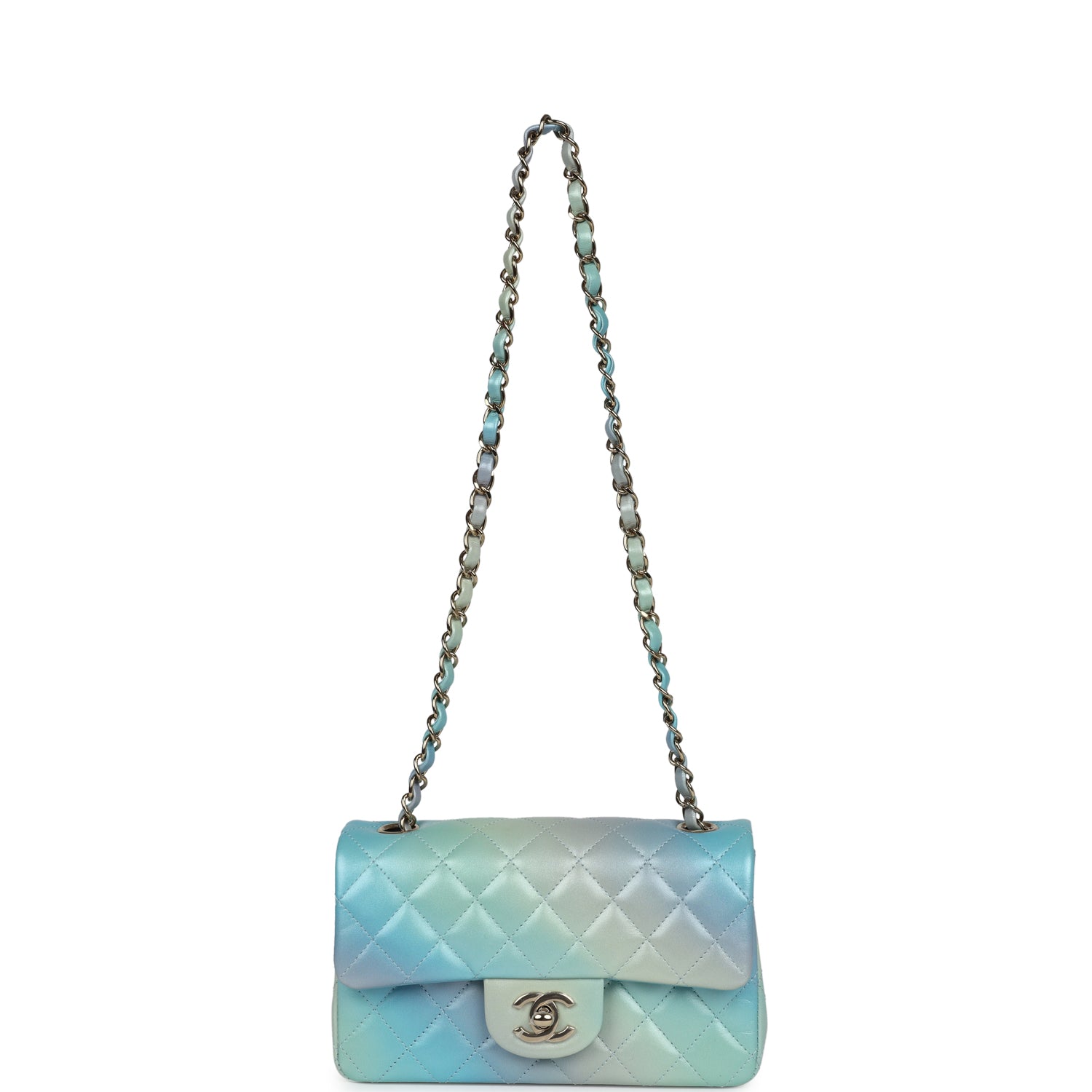 Chanel Mini Rectangular Flap Bag Iridescent Ombre Lambskin Light Gold Hardware