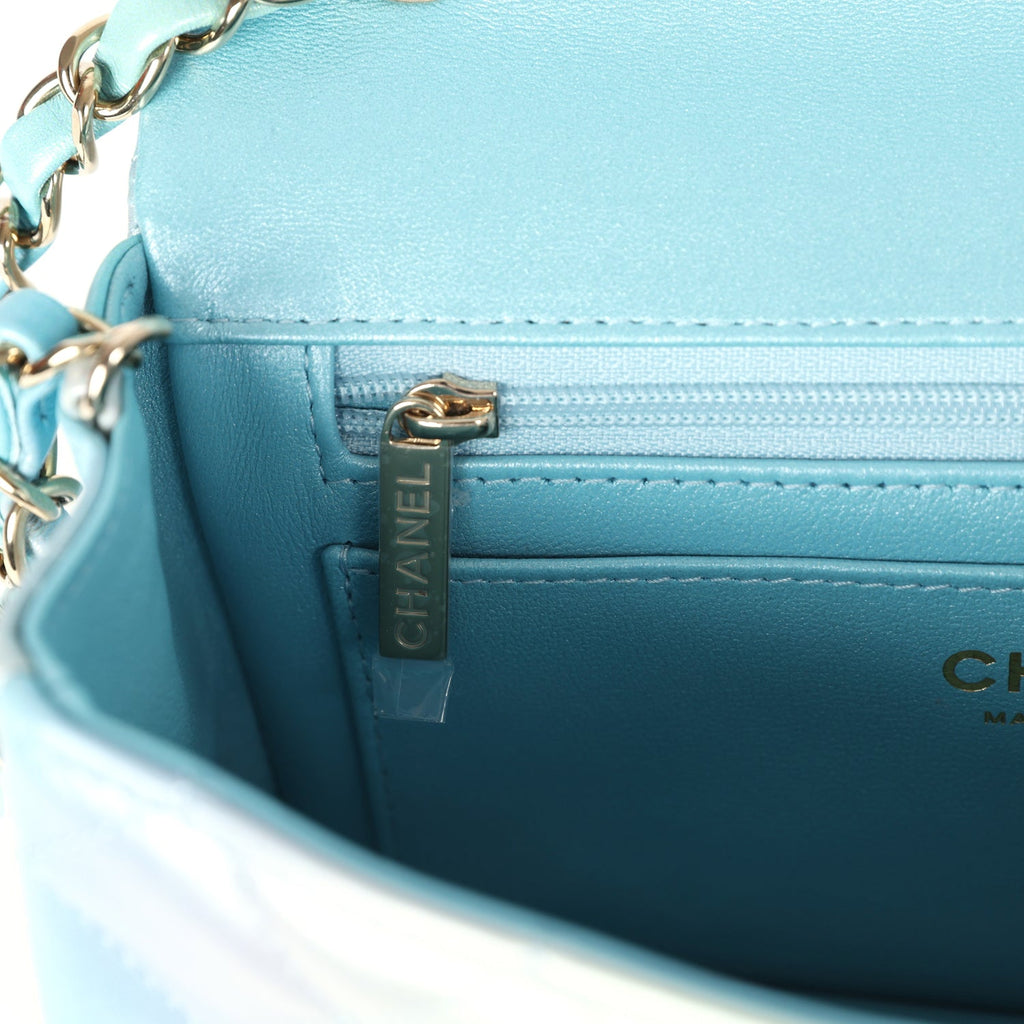 Chanel Mini Rectangular Flap Bag Iridescent Ombre Lambskin Light Gold Hardware