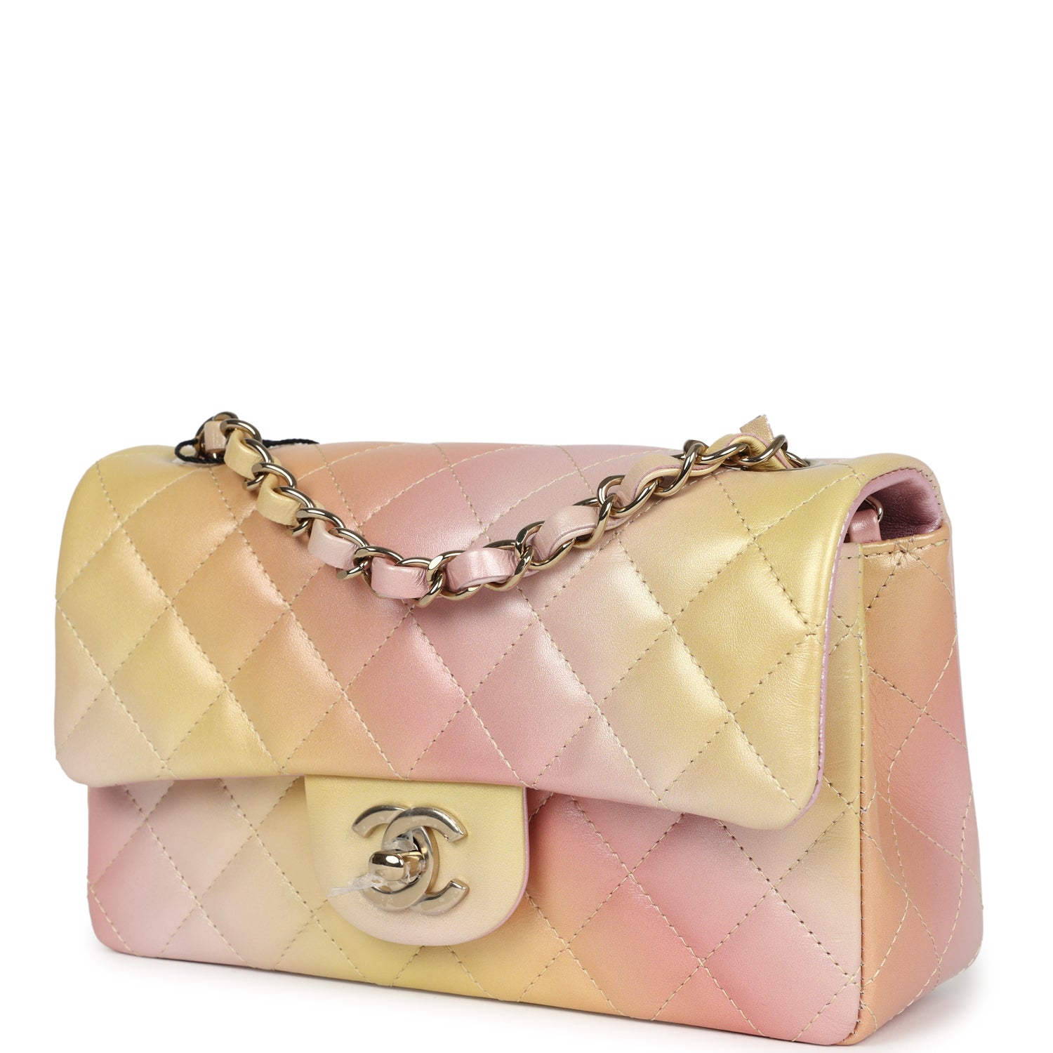 Chanel Mini Rectangular Flap Bag Iridescent Ombre Lambskin Light Gold Hardware