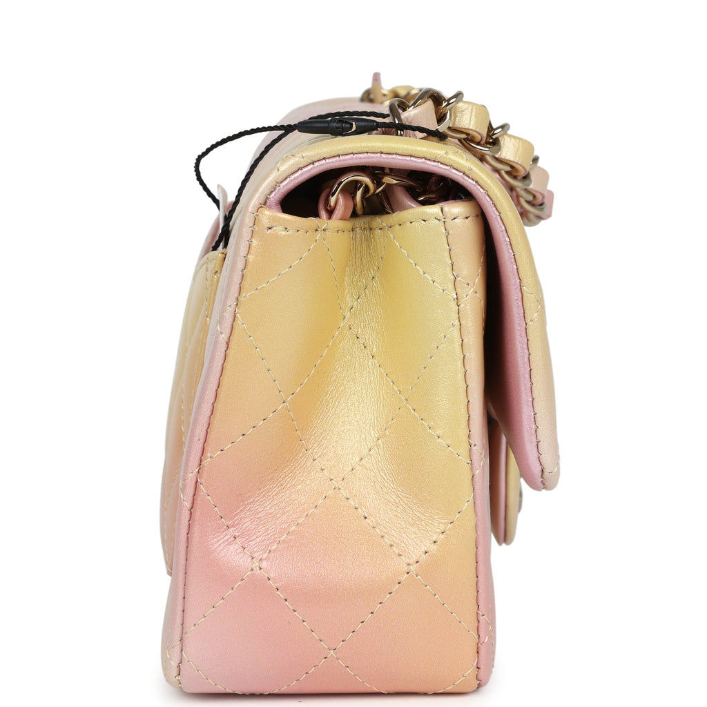 Chanel Mini Rectangular Flap Bag Iridescent Ombre Lambskin Light Gold Hardware