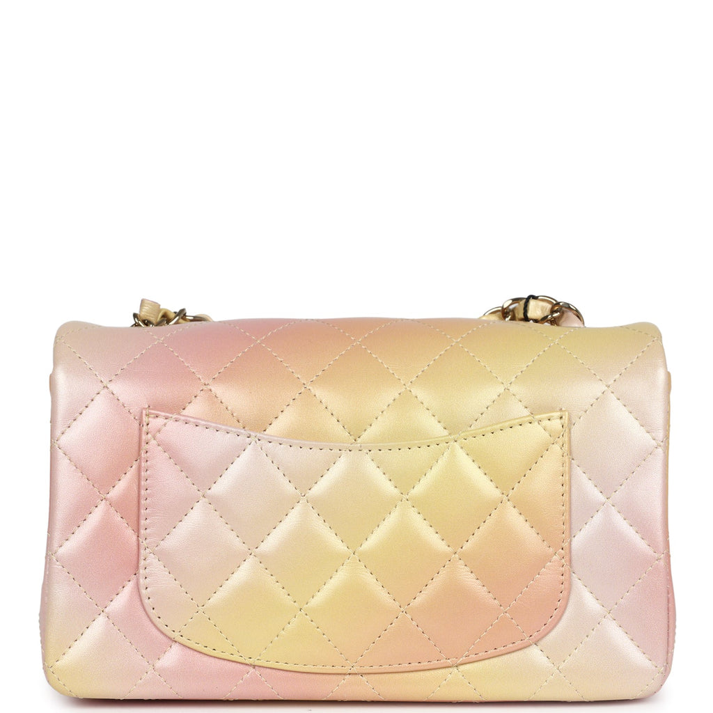 Chanel Mini Rectangular Flap Bag Iridescent Ombre Lambskin Light Gold Hardware