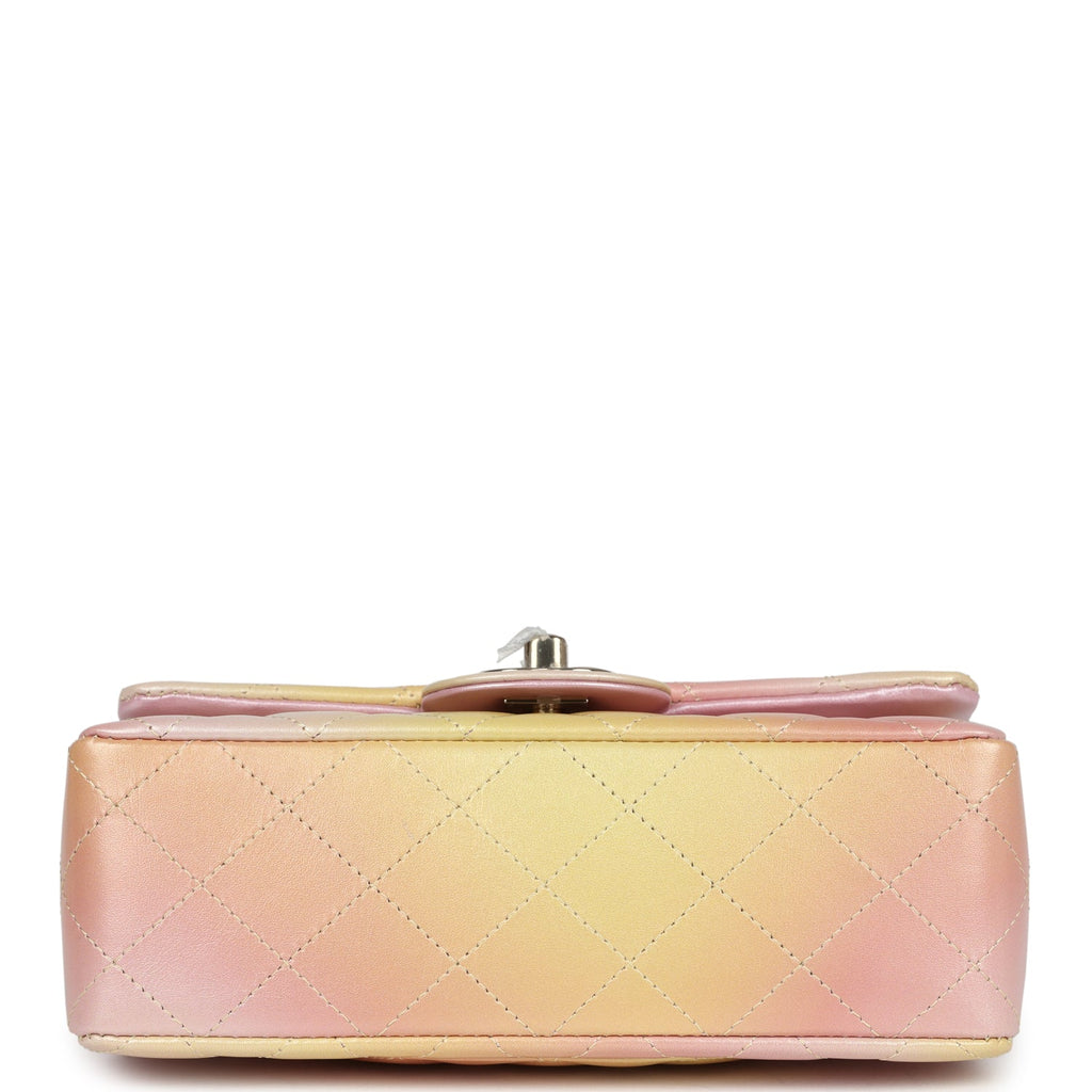 Chanel Mini Rectangular Flap Bag Iridescent Ombre Lambskin Light Gold Hardware