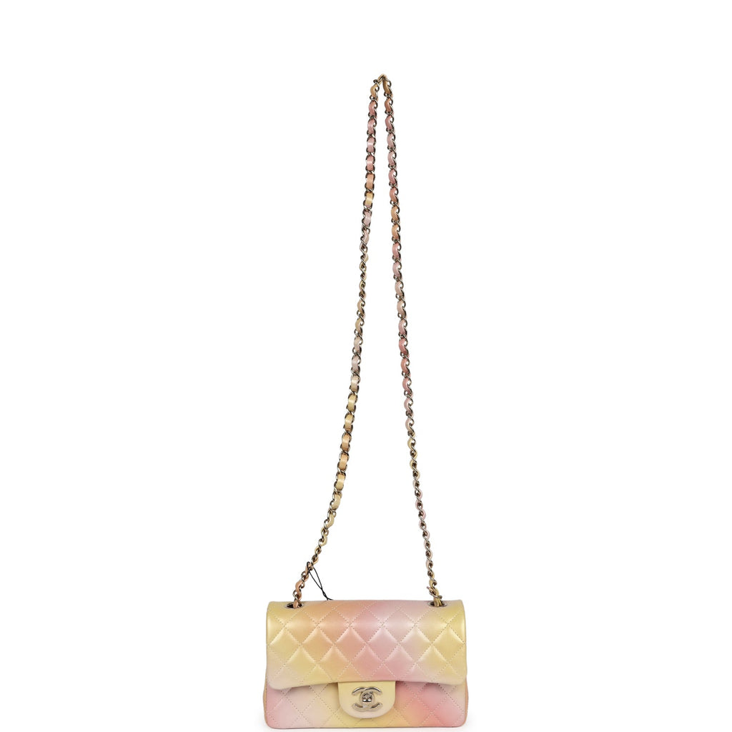 Chanel Mini Rectangular Flap Bag Iridescent Ombre Lambskin Light Gold Hardware