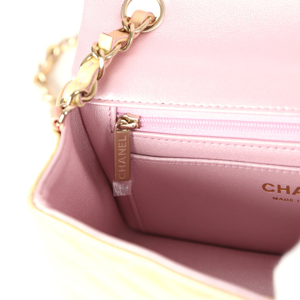 Chanel Mini Rectangular Flap Bag Iridescent Ombre Lambskin Light Gold Hardware