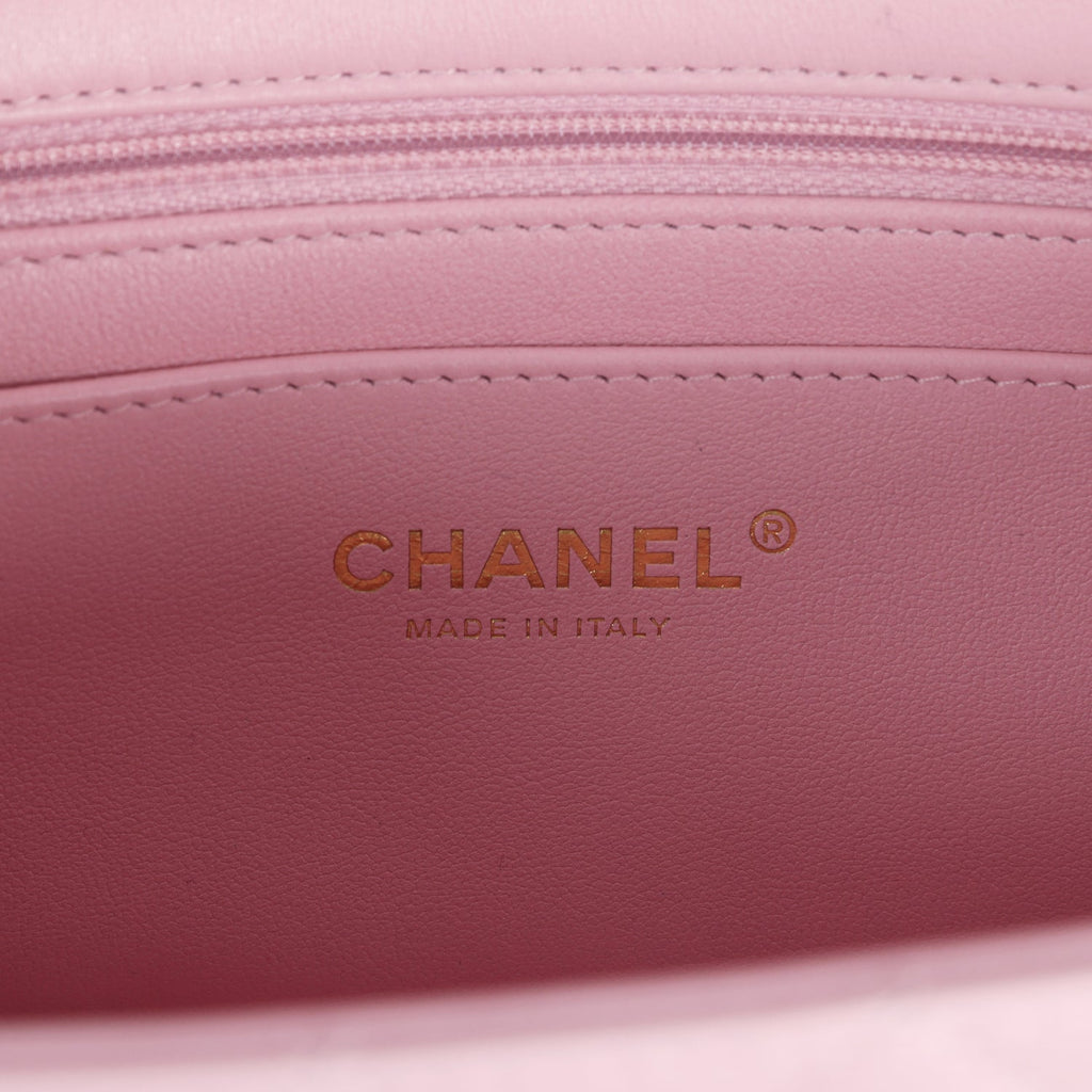 Chanel Mini Rectangular Flap Light Pink Lambskin Light Gold Hardware