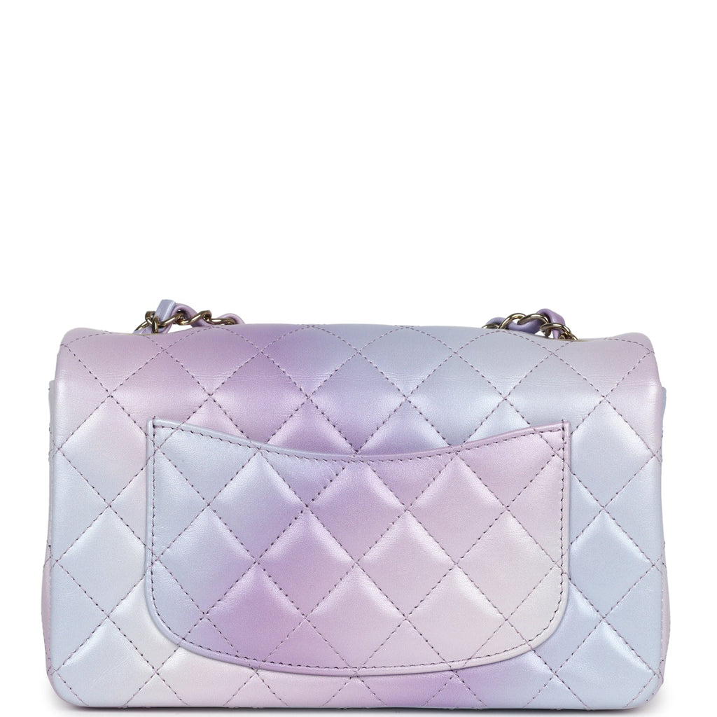 Chanel Mini Rectangular Flap Bag Purple Ombre Lambskin Light Gold Hardware