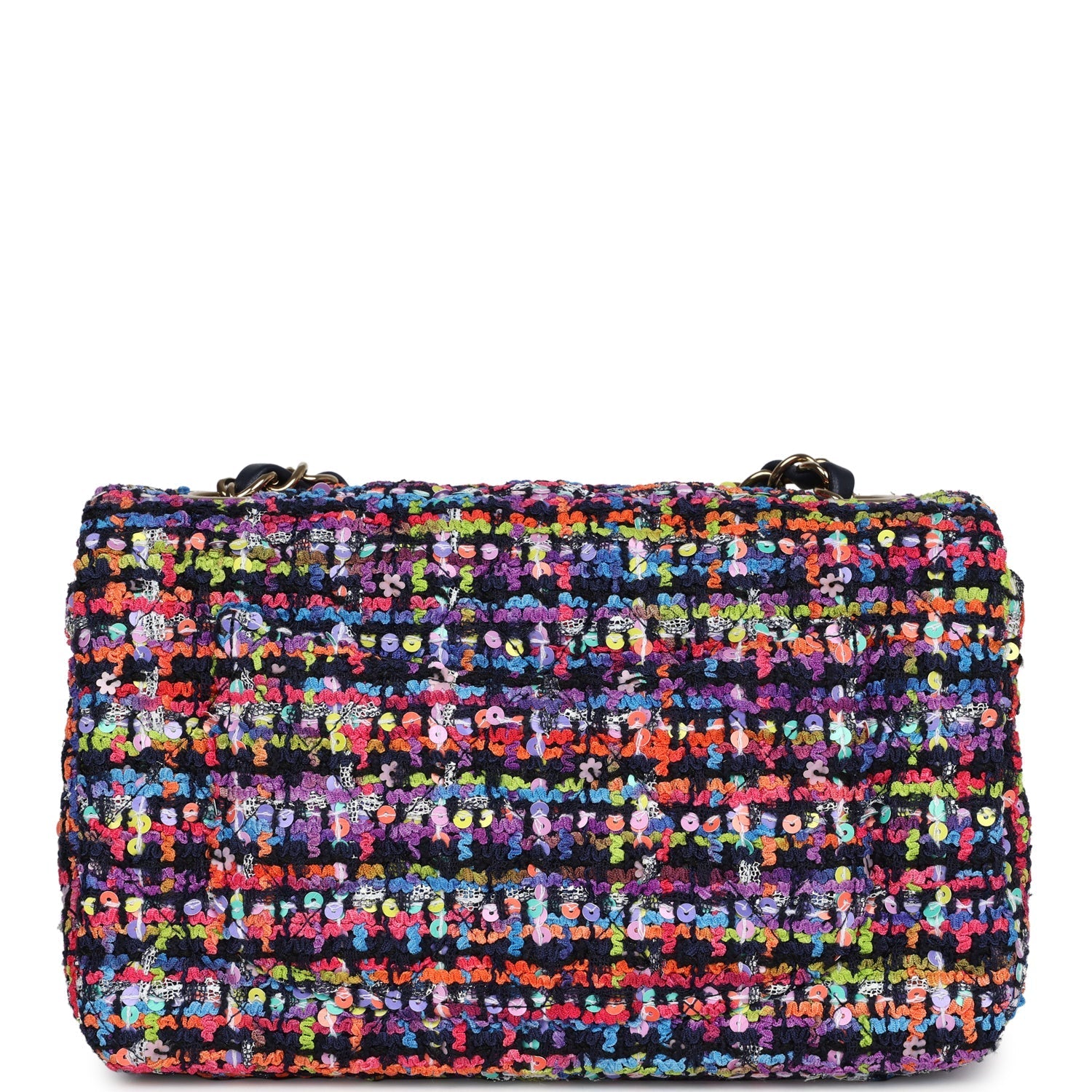 Chanel Mini Rectangular Flap Bag Multicolored Tweed and Sequins Gold Hardware