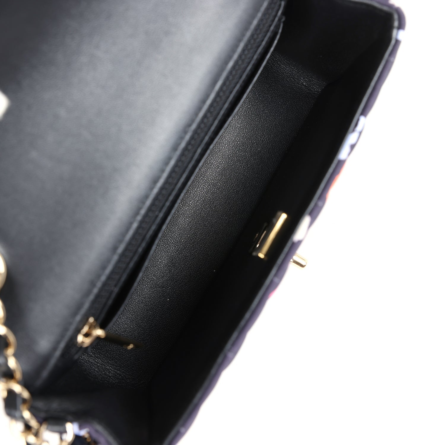 Pre-owned Chanel Mini Rectangular Flap Bag Navy Multicolored Printed Fabric Gold Hardware