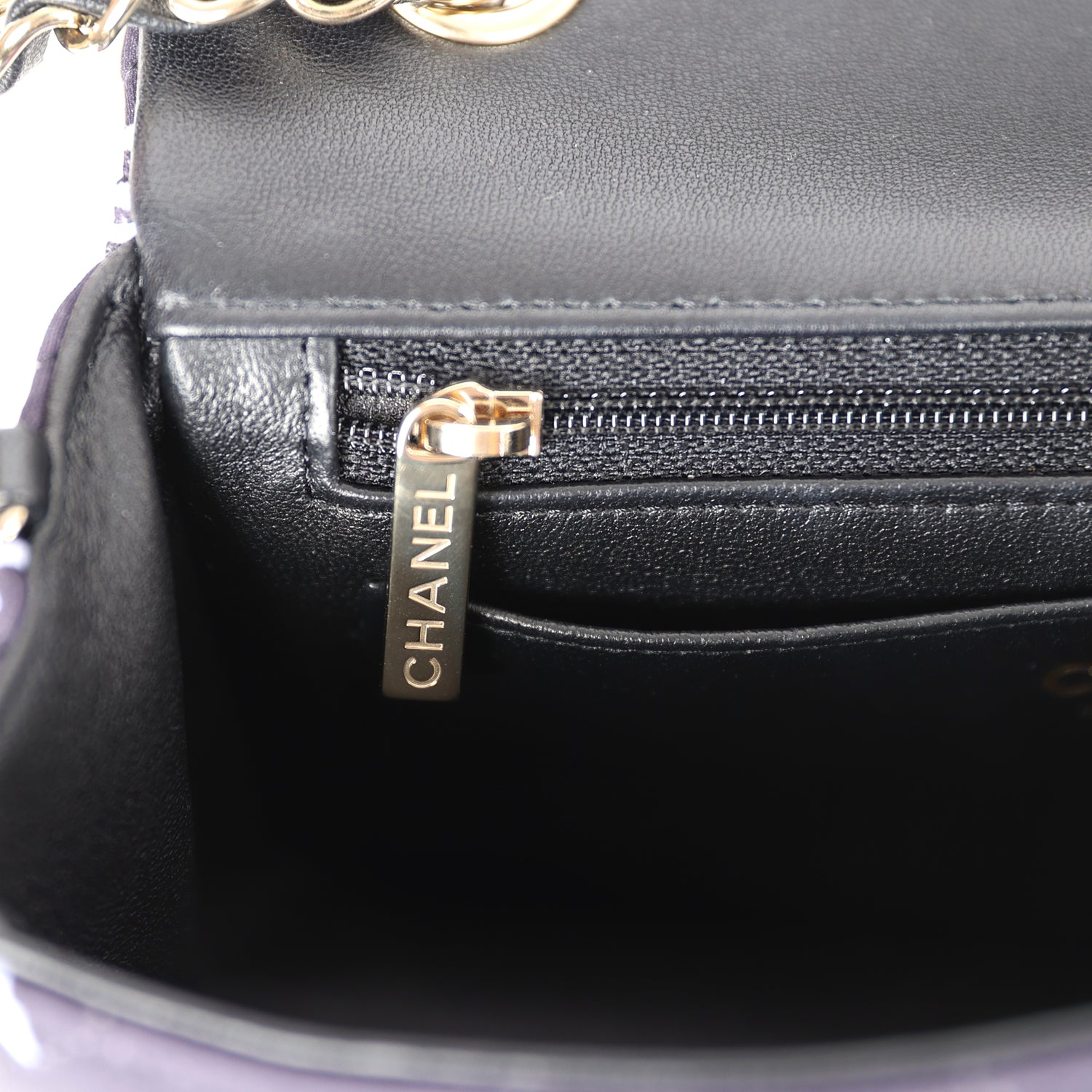 Pre-owned Chanel Mini Rectangular Flap Bag Navy Multicolored Printed Fabric Gold Hardware