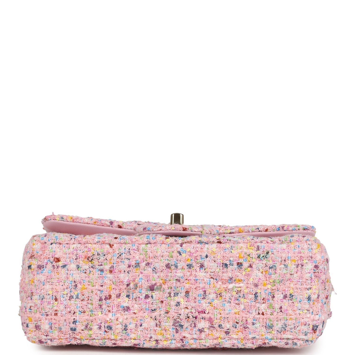 Chanel Mini Classic Rectangular Flap Bag Pink Tweed and Sequin Light Gold Hardware