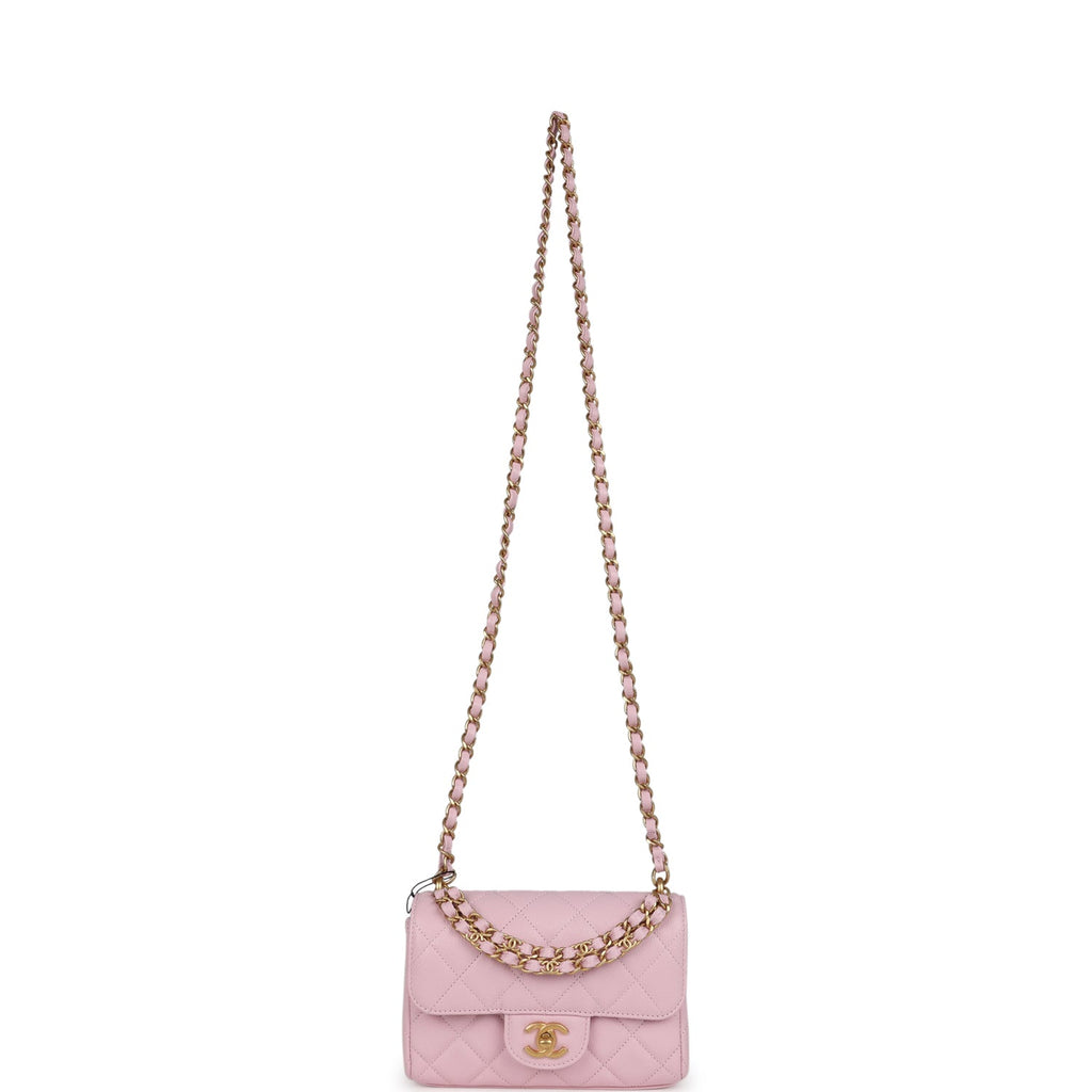 Chanel Mini Flap Bag Light Pink Caviar Brushed Gold Hardware