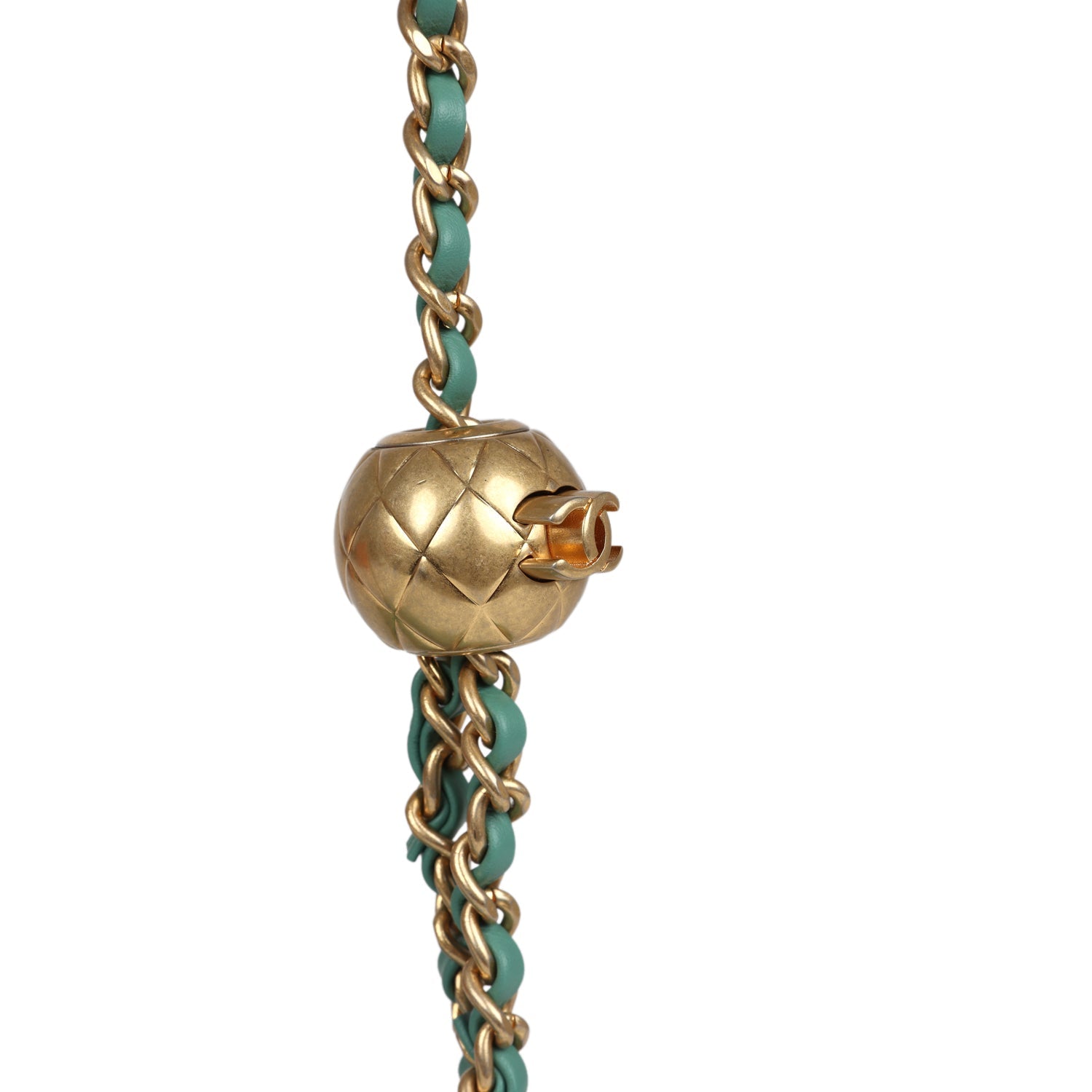Chanel Mini Square Pearl Crush Flap Bag Green Lambskin Antique Gold Hardware