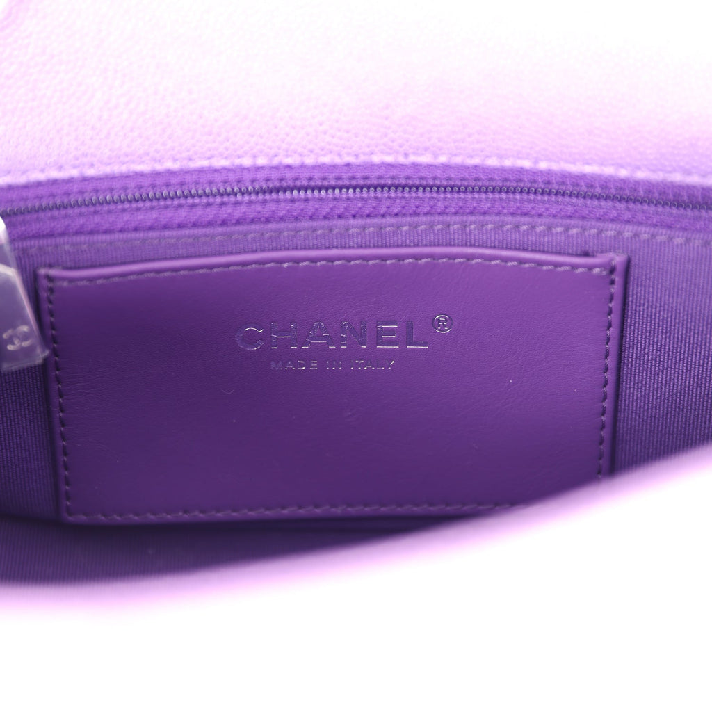 Chanel Mini Rectangular Flap Bag Ombre Purple Caviar Lacquered Metal Hardware