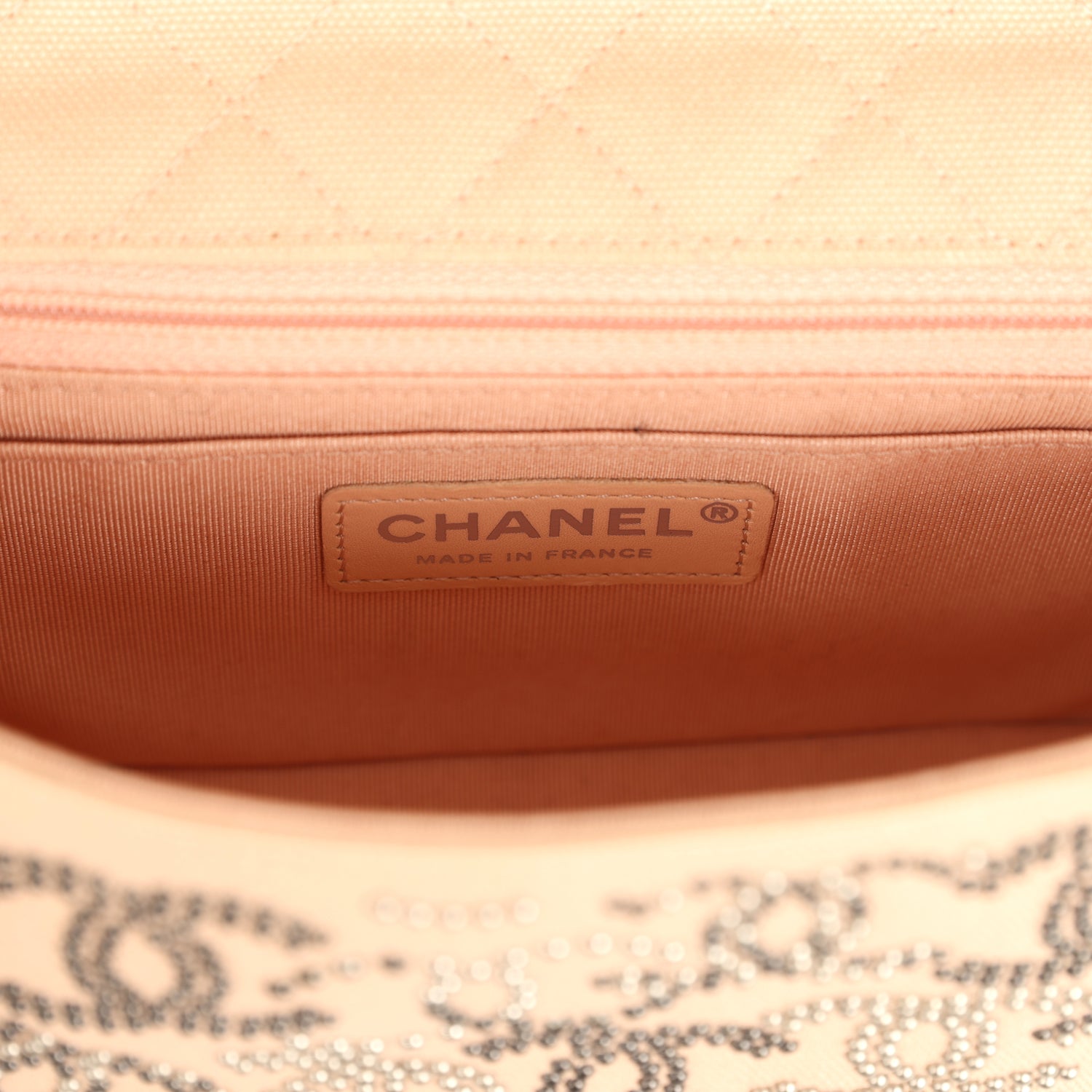 Chanel Mini CC Studded Rectangular Flap Bag Light Pink Canvas Ruthenium Hardware