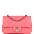 Chanel Mini Rectangular Flap Bag Pink Lambskin Silver Hardware