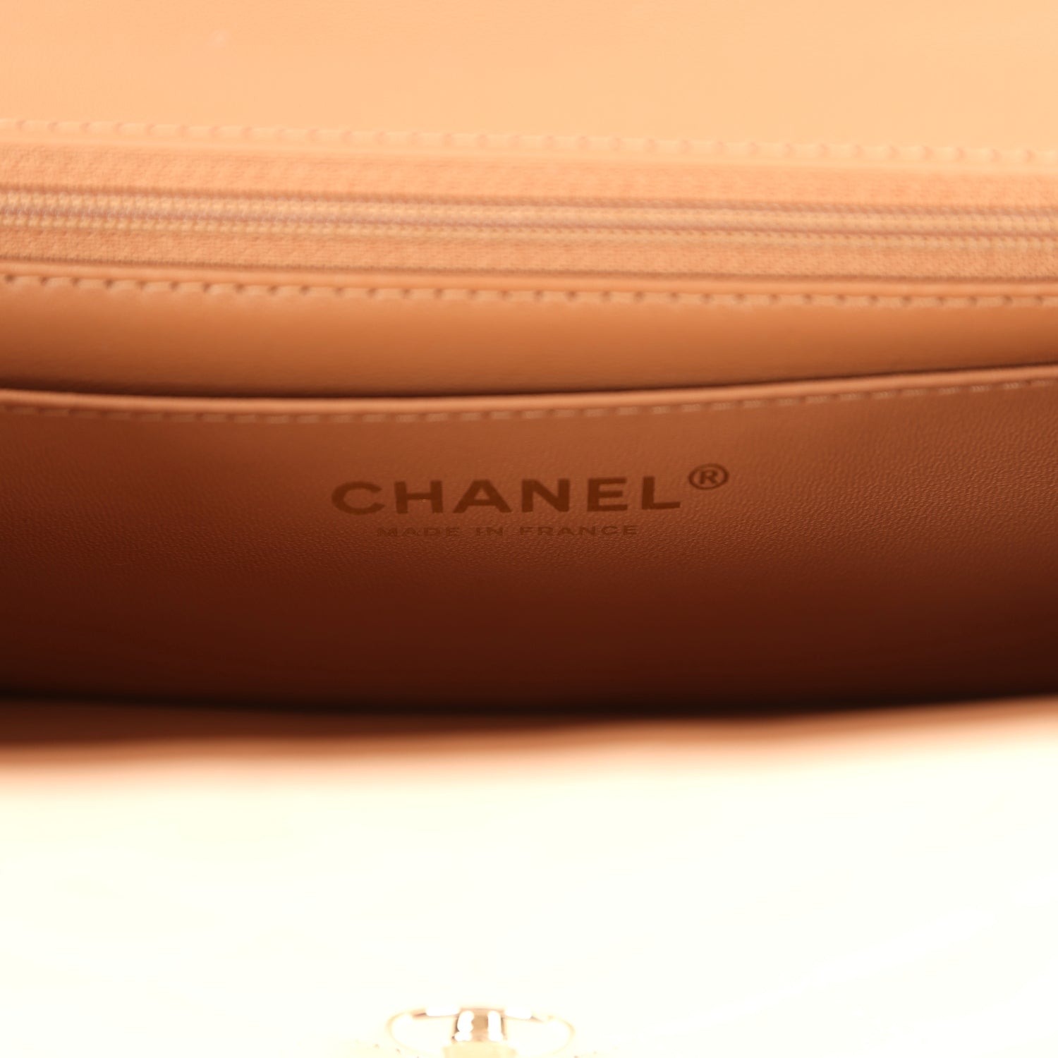 Pre-owned Chanel Mini Classic Rectangular Top Handle Flap Ecru Lambskin Light Gold Hardware
