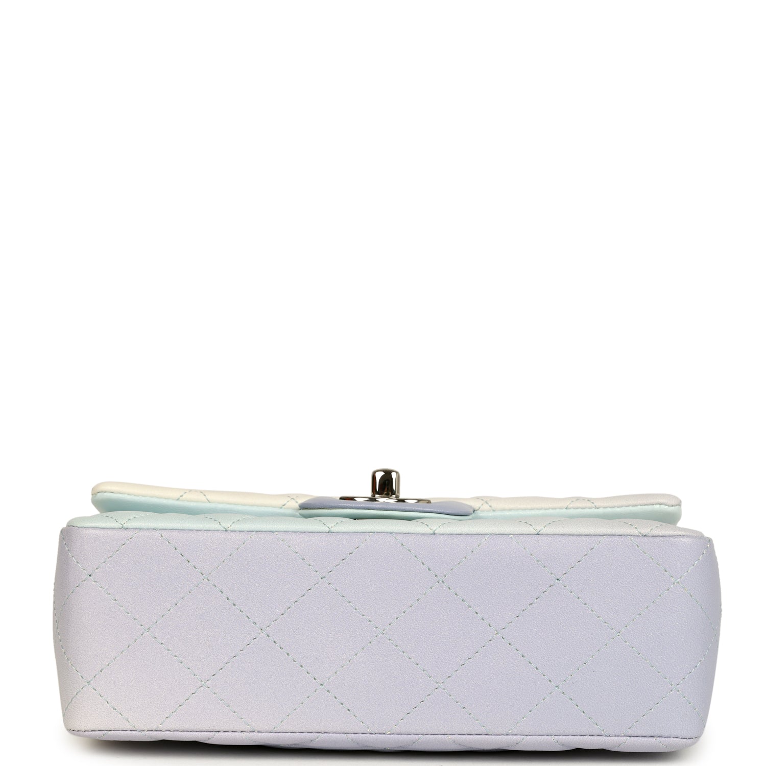 Pre-owned Chanel Mini Classic Rectangular Flap Bag Ombre Purple Iridescent Lambskin Silver Hardware