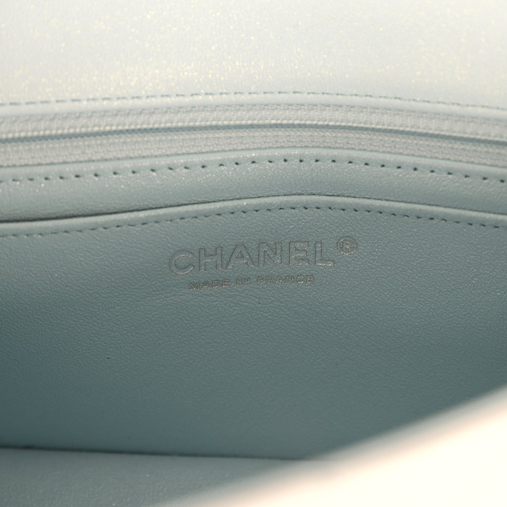 Pre-owned Chanel Mini Classic Rectangular Flap Bag Ombre Purple Iridescent Lambskin Silver Hardware
