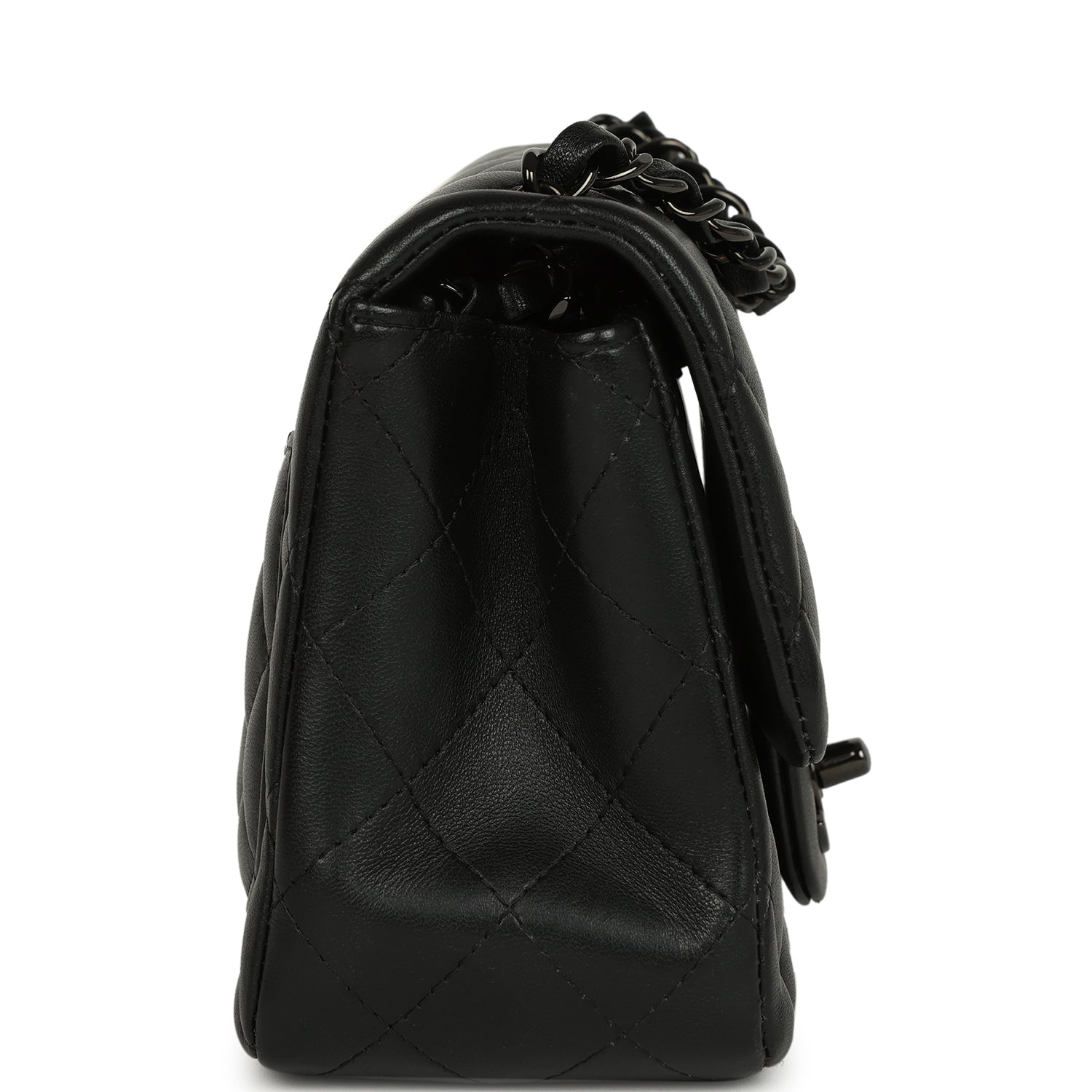 Pre-owned Chanel Mini Classic Square Flap Bag So Black Lambskin Black Hardware