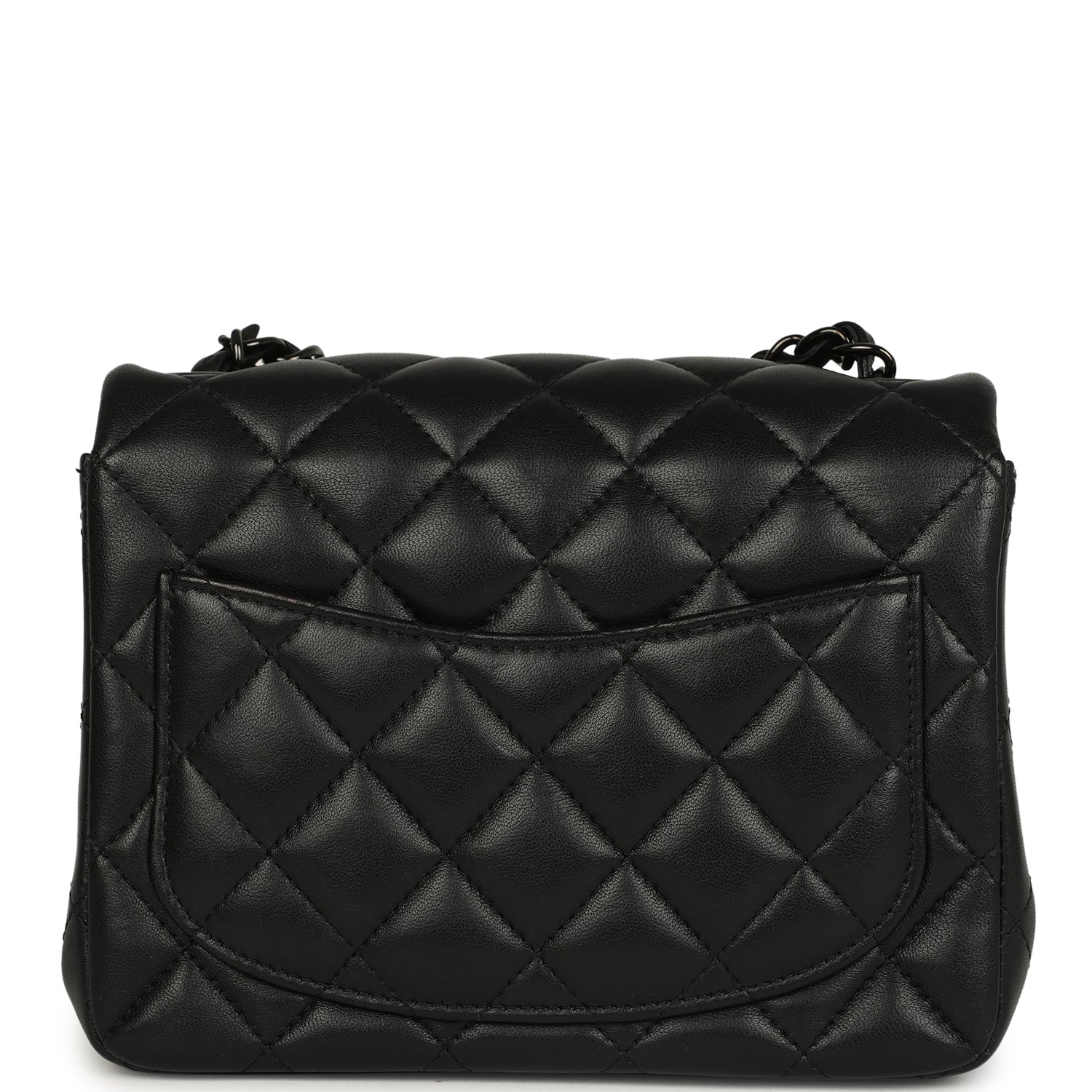 Pre-owned Chanel Mini Classic Square Flap Bag So Black Lambskin Black Hardware