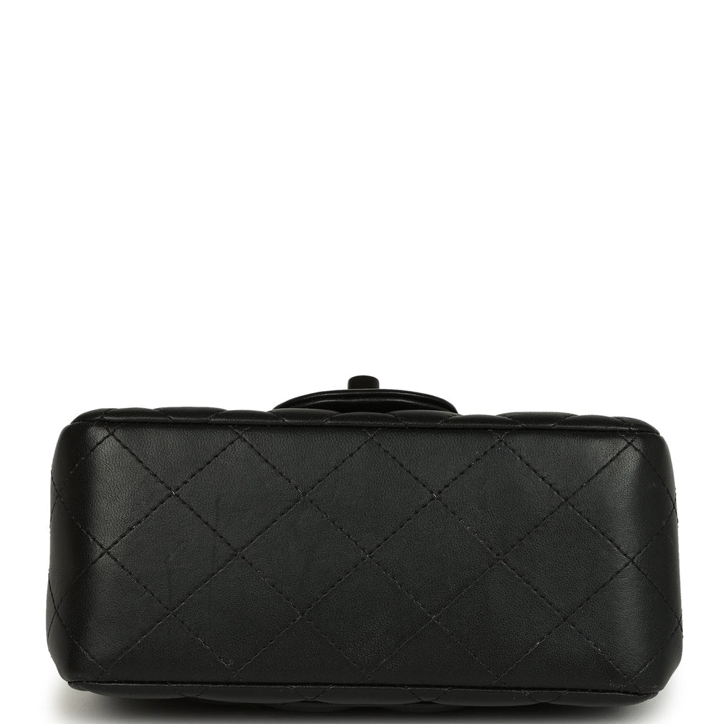 Pre-owned Chanel Mini Classic Square Flap Bag So Black Lambskin Black Hardware