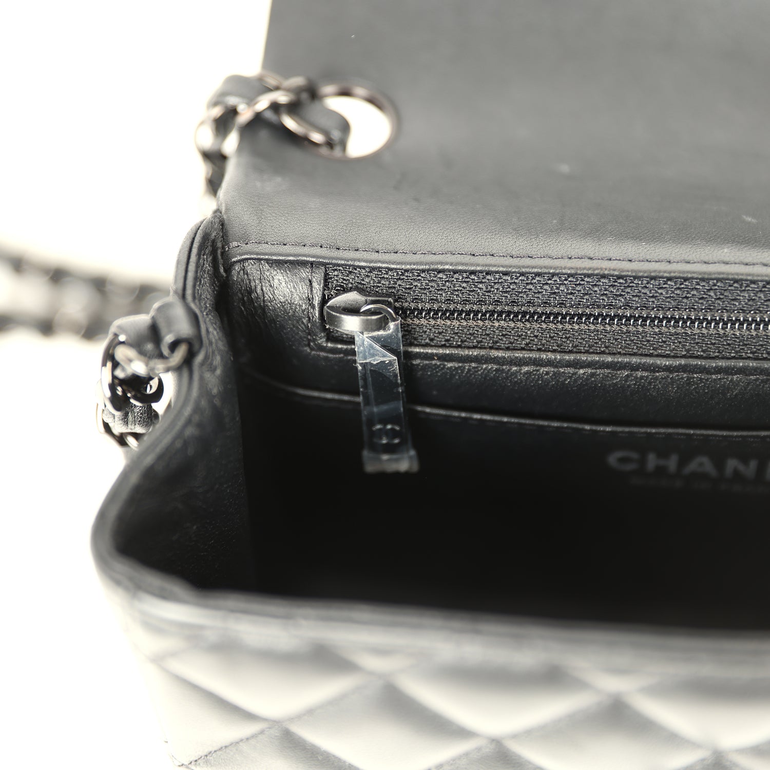 Pre-owned Chanel Mini Classic Square Flap Bag So Black Lambskin Black Hardware