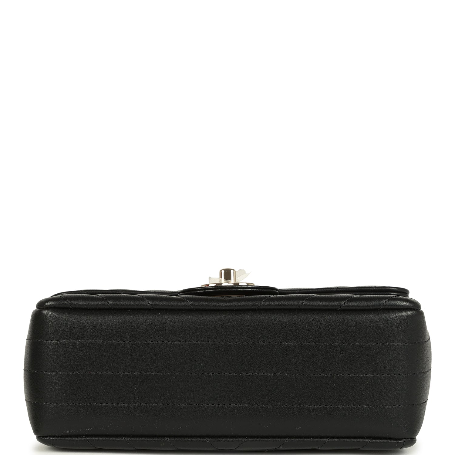 Chanel Mini Chevron Classic Rectangular Flap Bag Black Lambskin Light Gold Hardware