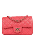 Chanel Mini Classic Rectangular Flap Bag Dark Pink Caviar Light Gold Hardware