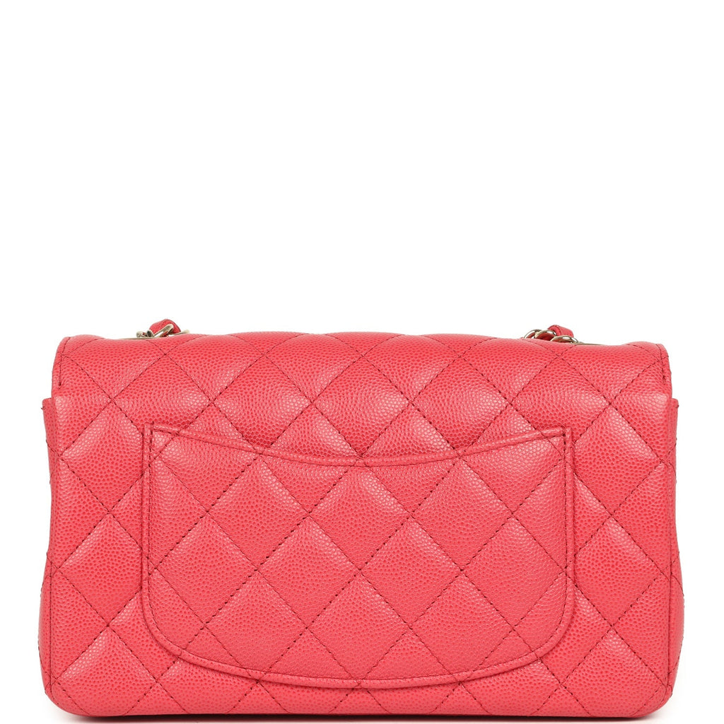 Chanel Mini Classic Rectangular Flap Bag Dark Pink Caviar Light Gold Hardware