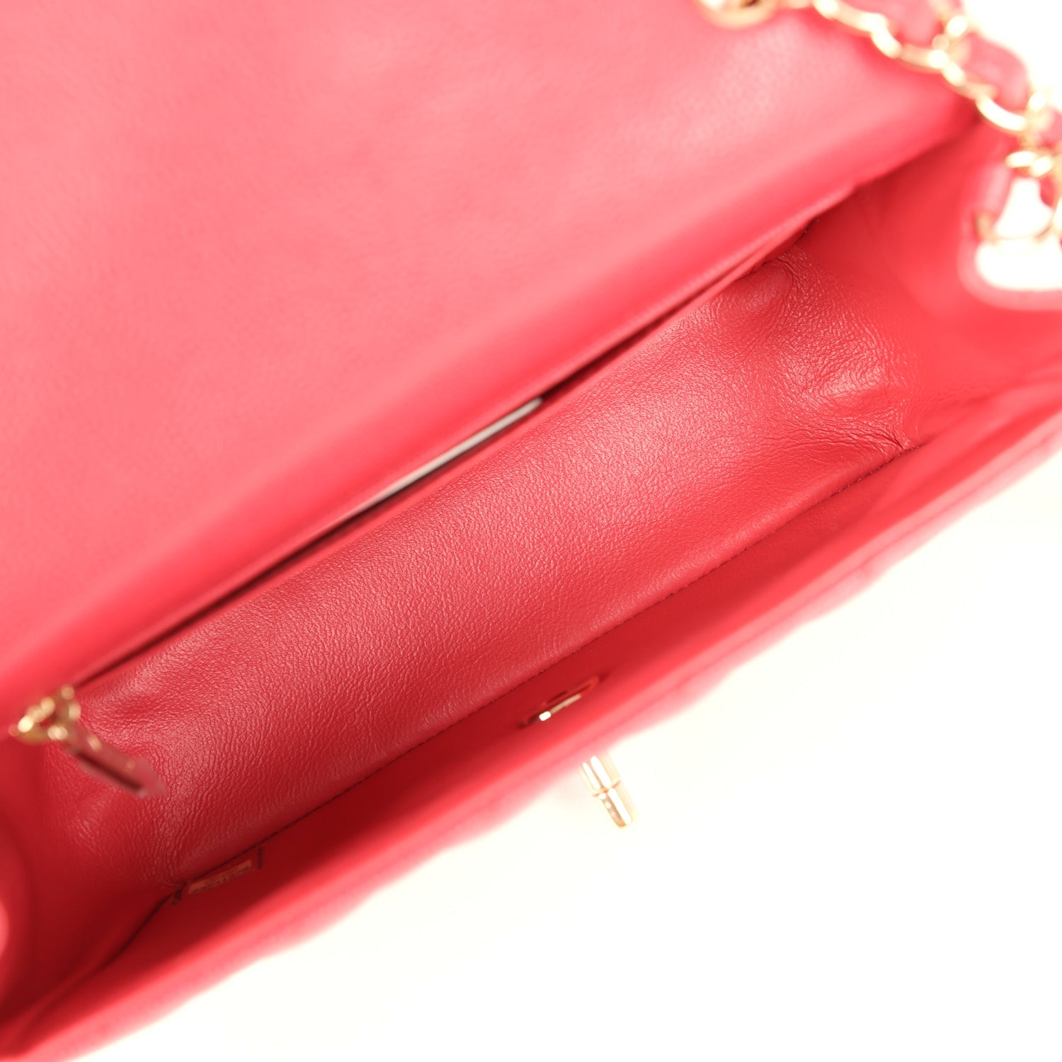 Chanel Mini Classic Rectangular Flap Bag Dark Pink Caviar Light Gold Hardware