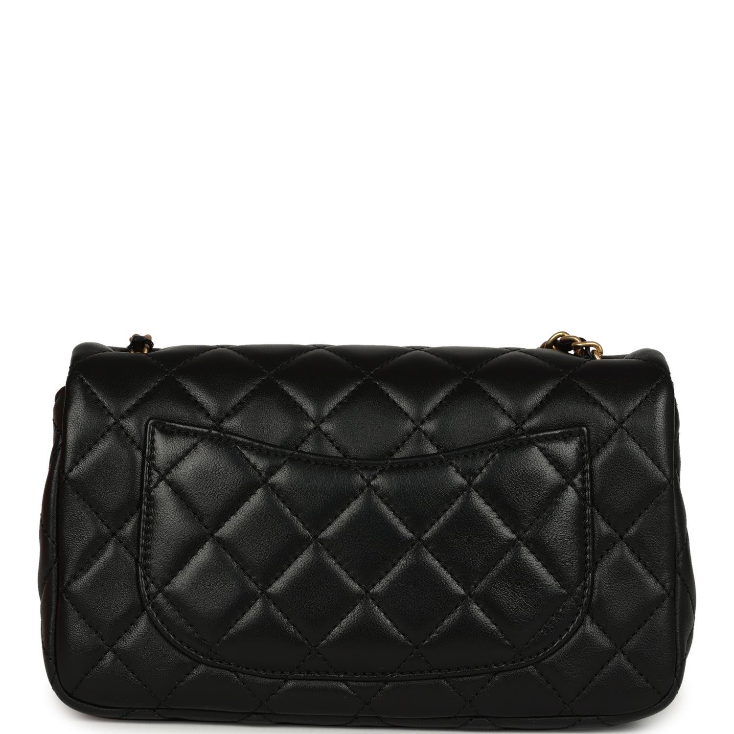 Chanel Mini Pearl Crush Rectangular Flap Bag Black Lambskin Brushed Gold Hardware