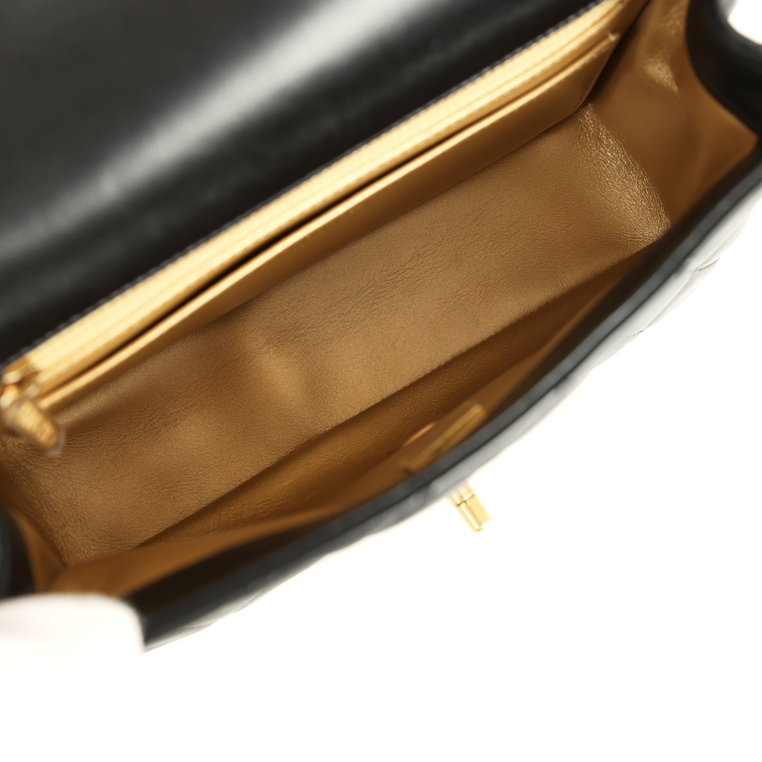 Chanel Mini Pearl Crush Rectangular Flap Bag Black Lambskin Brushed Gold Hardware