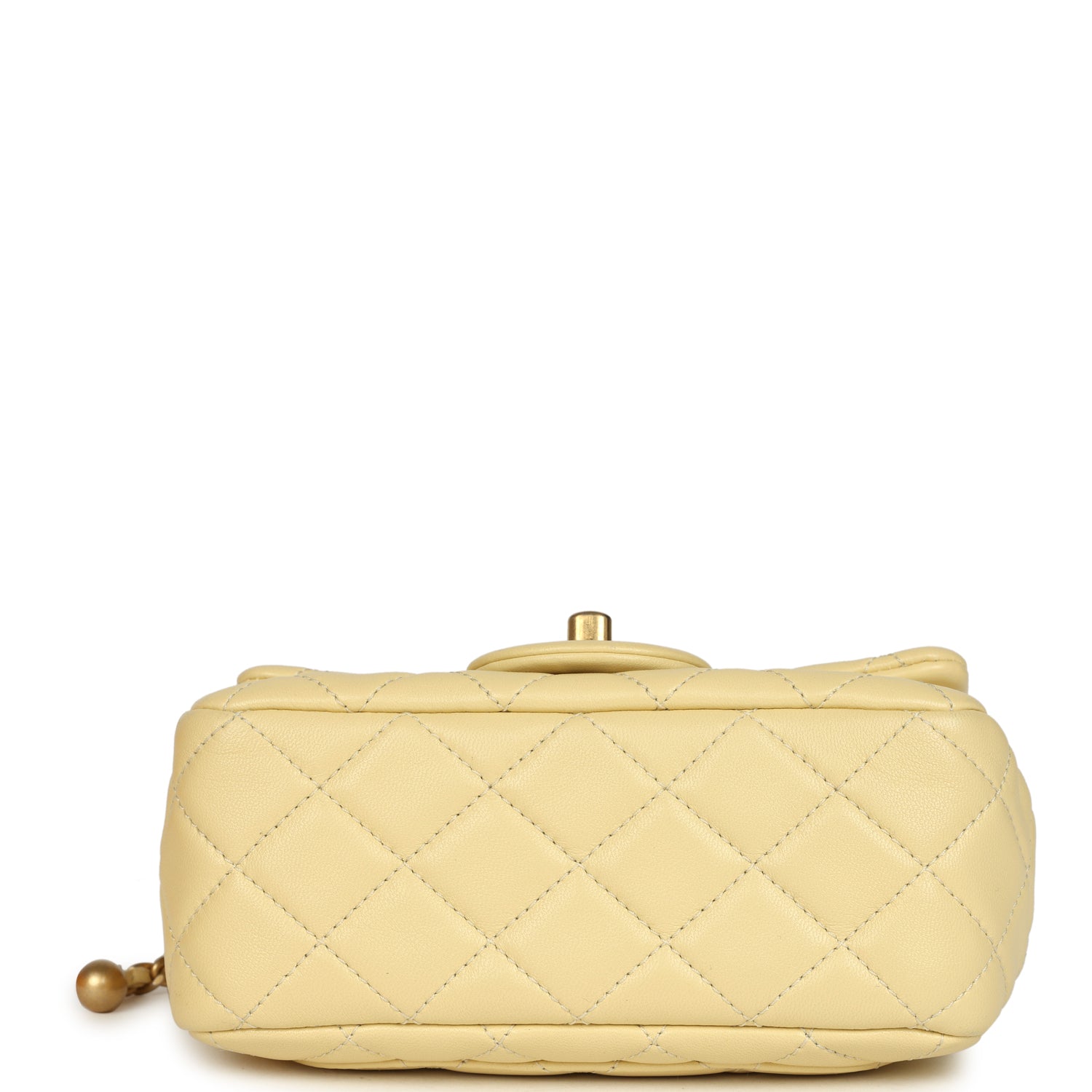 Chanel Mini Pearl Crush Square Flap Bag Yellow Lambskin Brushed Gold Hardware