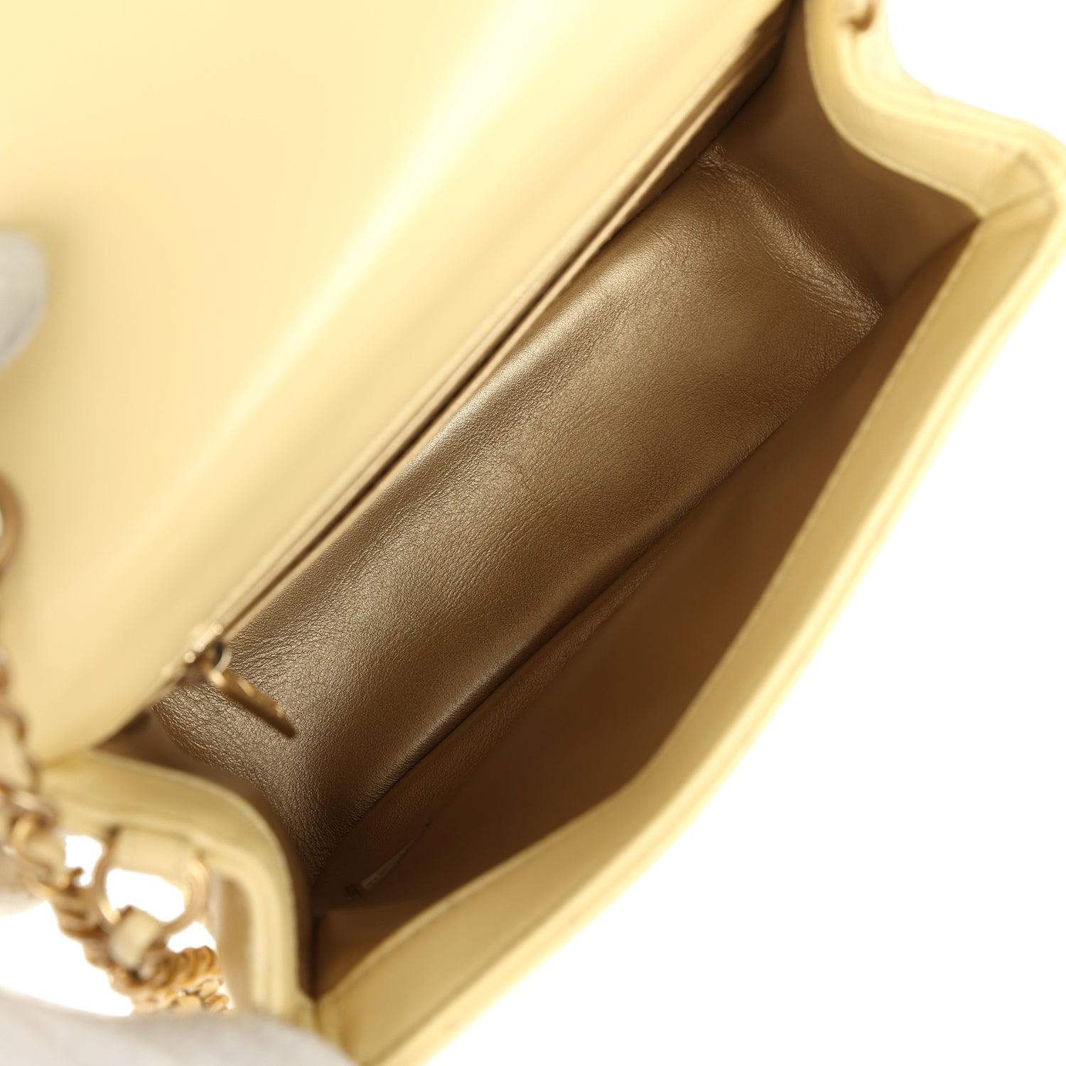 Chanel Mini Pearl Crush Square Flap Bag Yellow Lambskin Brushed Gold Hardware