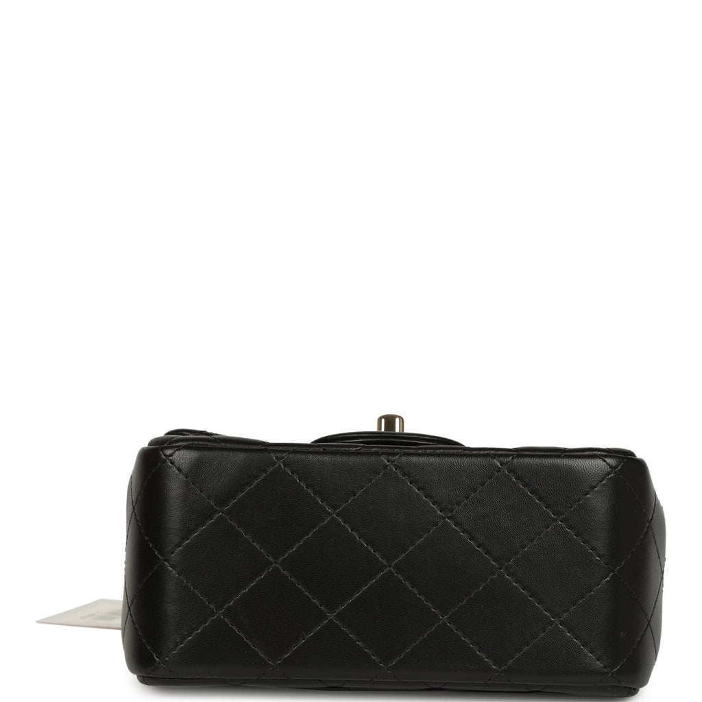 Chanel Mini Classic Square Flap Bag Black Lambskin Light Gold Hardware