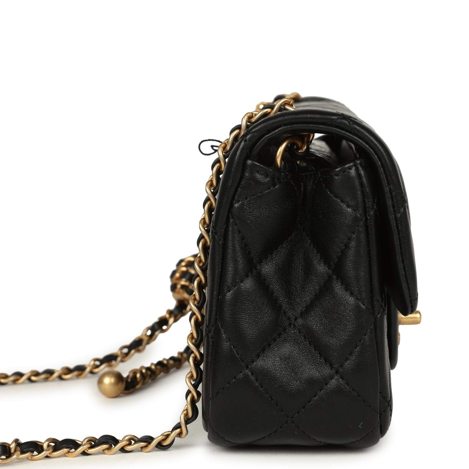 Chanel Mini Pearl Crush Rectangular Flap Bag Black Lambskin Brushed Gold Hardware