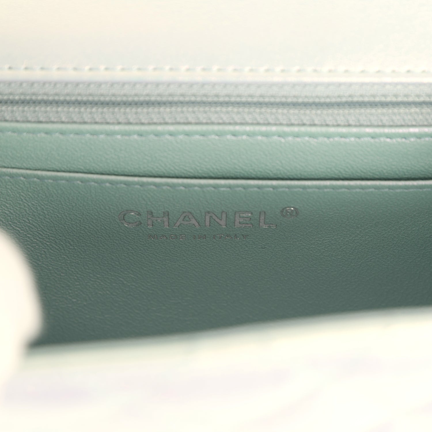 Chanel Mini Classic Square Flap Bag Blue Iridescent Calfskin Silver Hardware