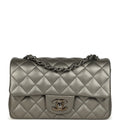 Chanel Mini Classic Rectangular Flap Bag Dark Silver Calfskin Ruthenium Hardware