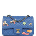 Chanel Mini Rectangular Hollywood Charms Flap Bag Blue Lambskin Light Gold Hardware
