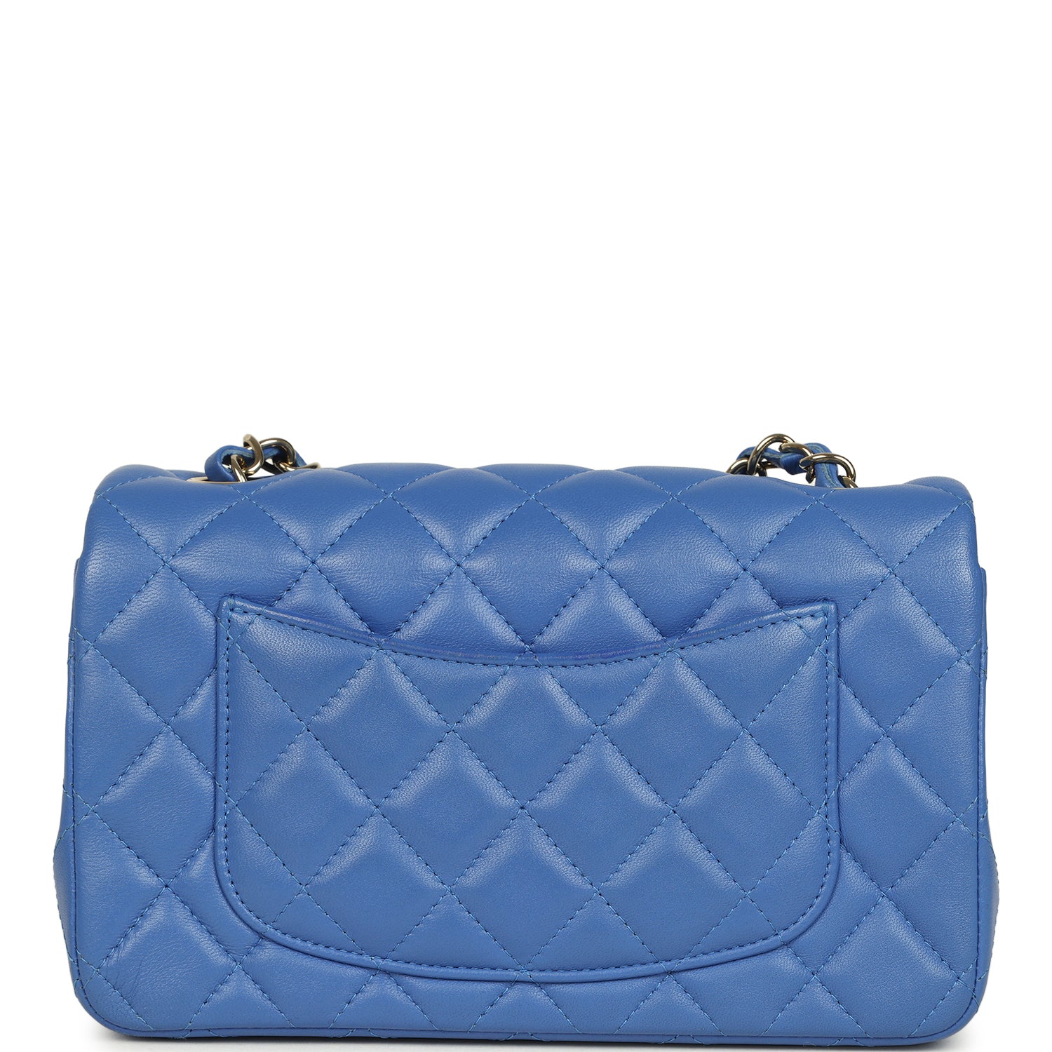 Chanel Mini Rectangular Hollywood Charms Flap Bag Blue Lambskin Light Gold Hardware