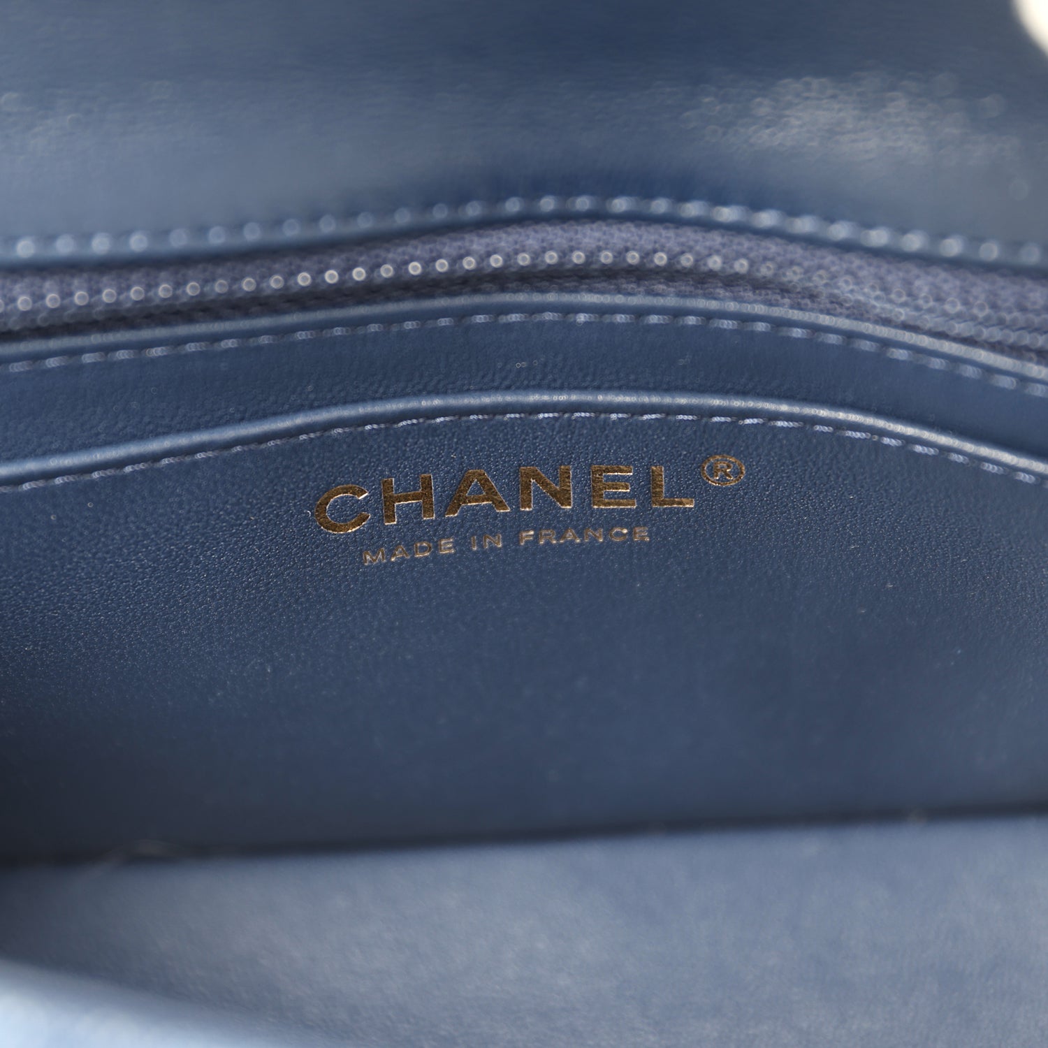 Chanel Mini Classic Rectangular Flap Bag Dark Blue Denim Light Gold Hardware